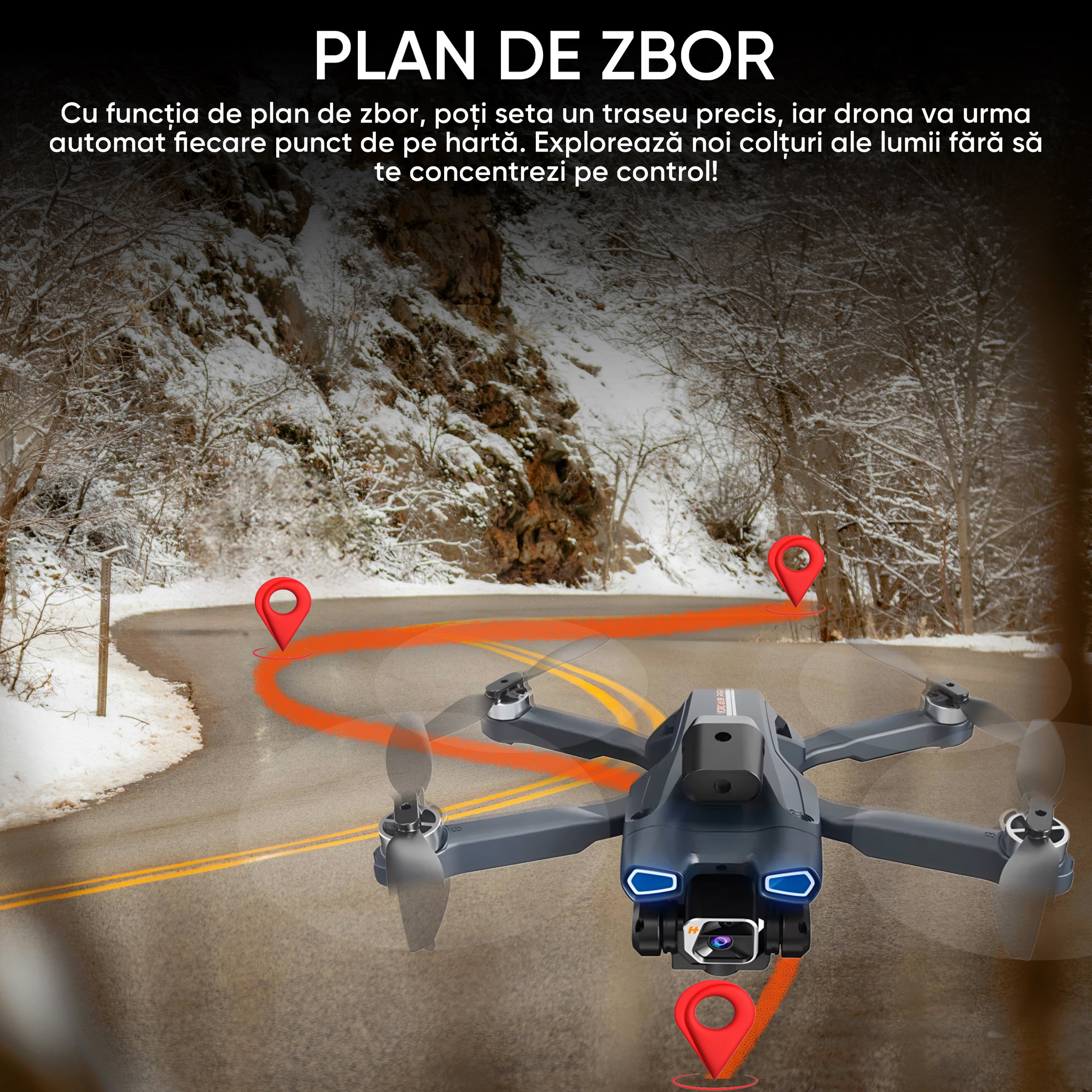 Drona pentru nivel mediu, HexaCraft, Model ZetaFly, GPS, 5G, 3 Camere HD