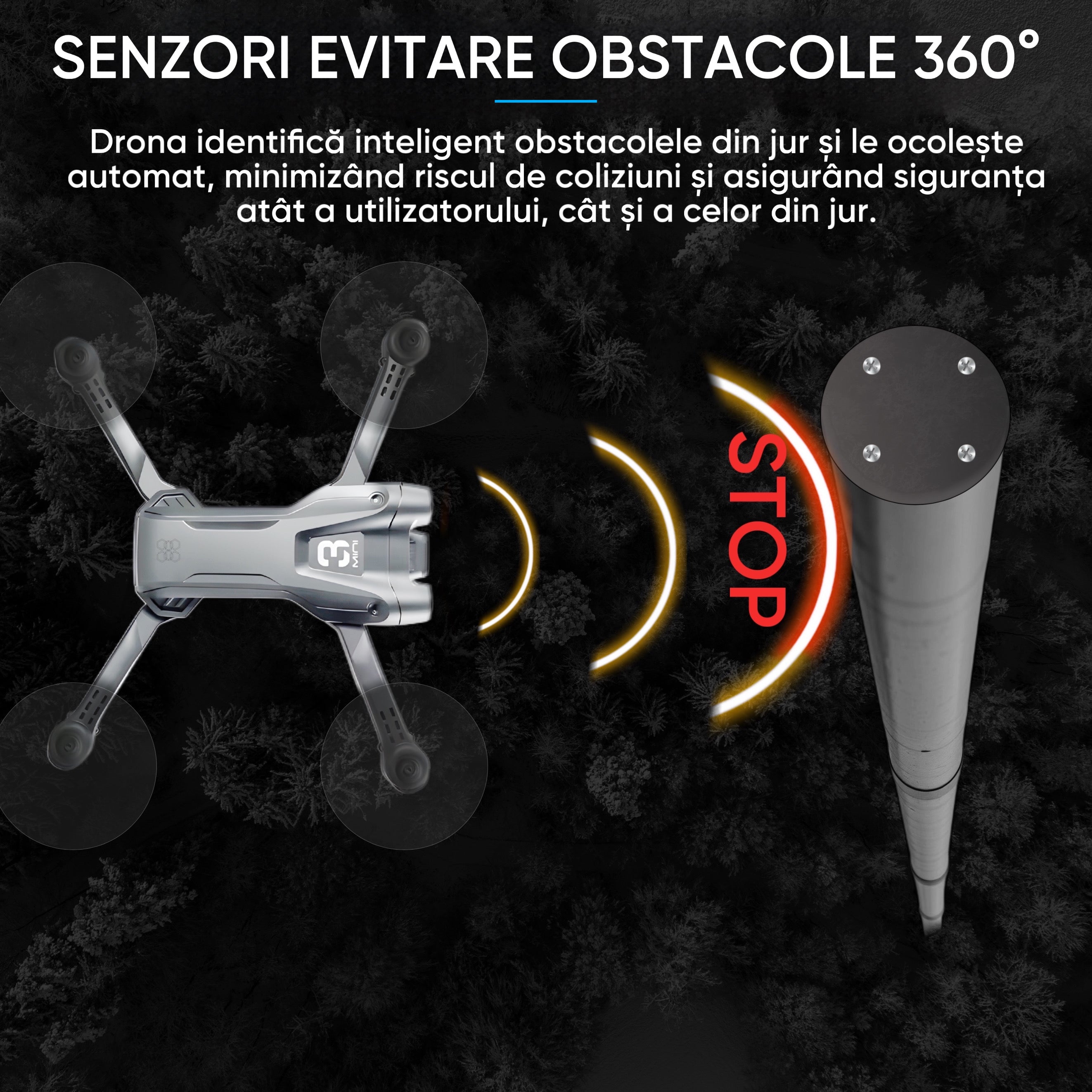 Drona cu camera duala Ultra-Clear HD, HexaCraft, Model ShadowHex, Gri