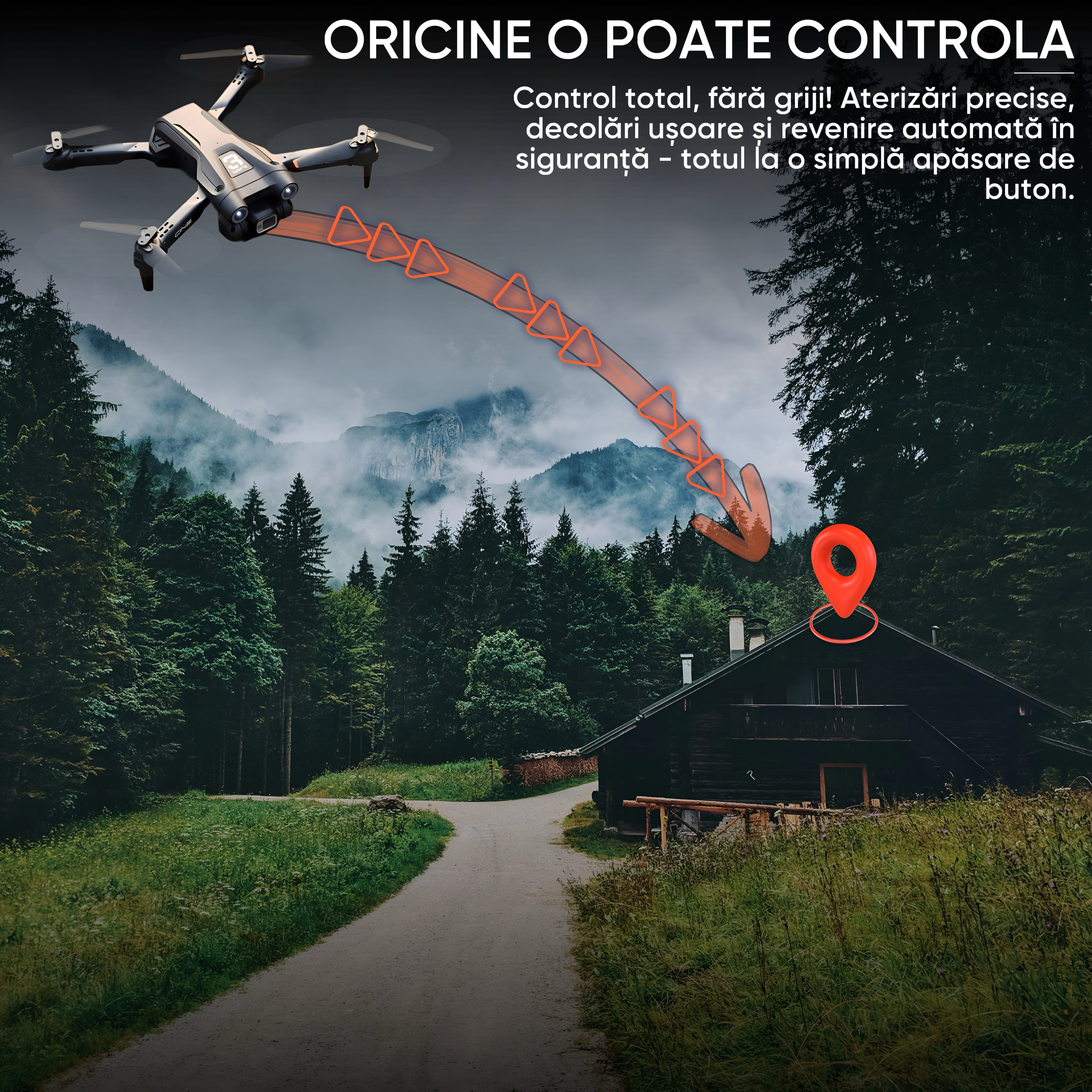 Drona cu camera duala Ultra-Clear HD, HexaCraft, Model ShadowHex, Gri