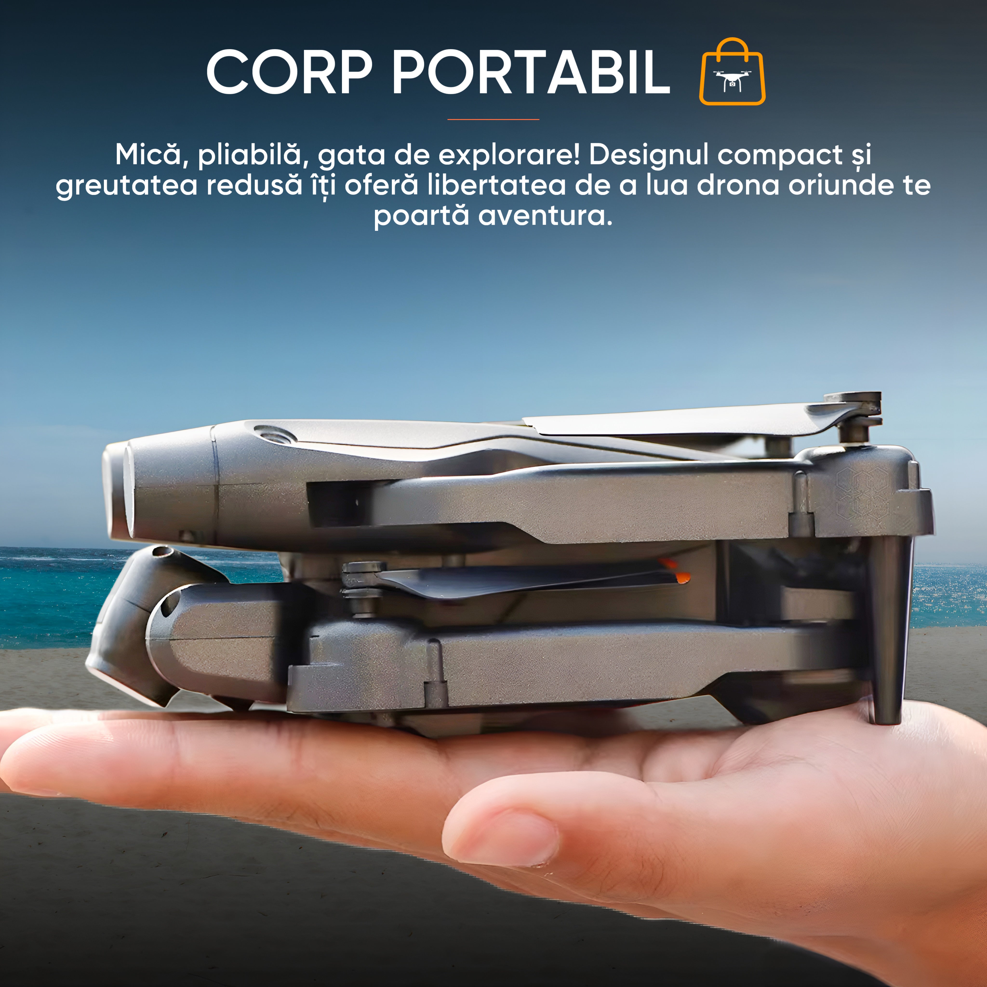 Drona cu camera duala Ultra-Clear HD, HexaCraft, Model ShadowHex, Gri