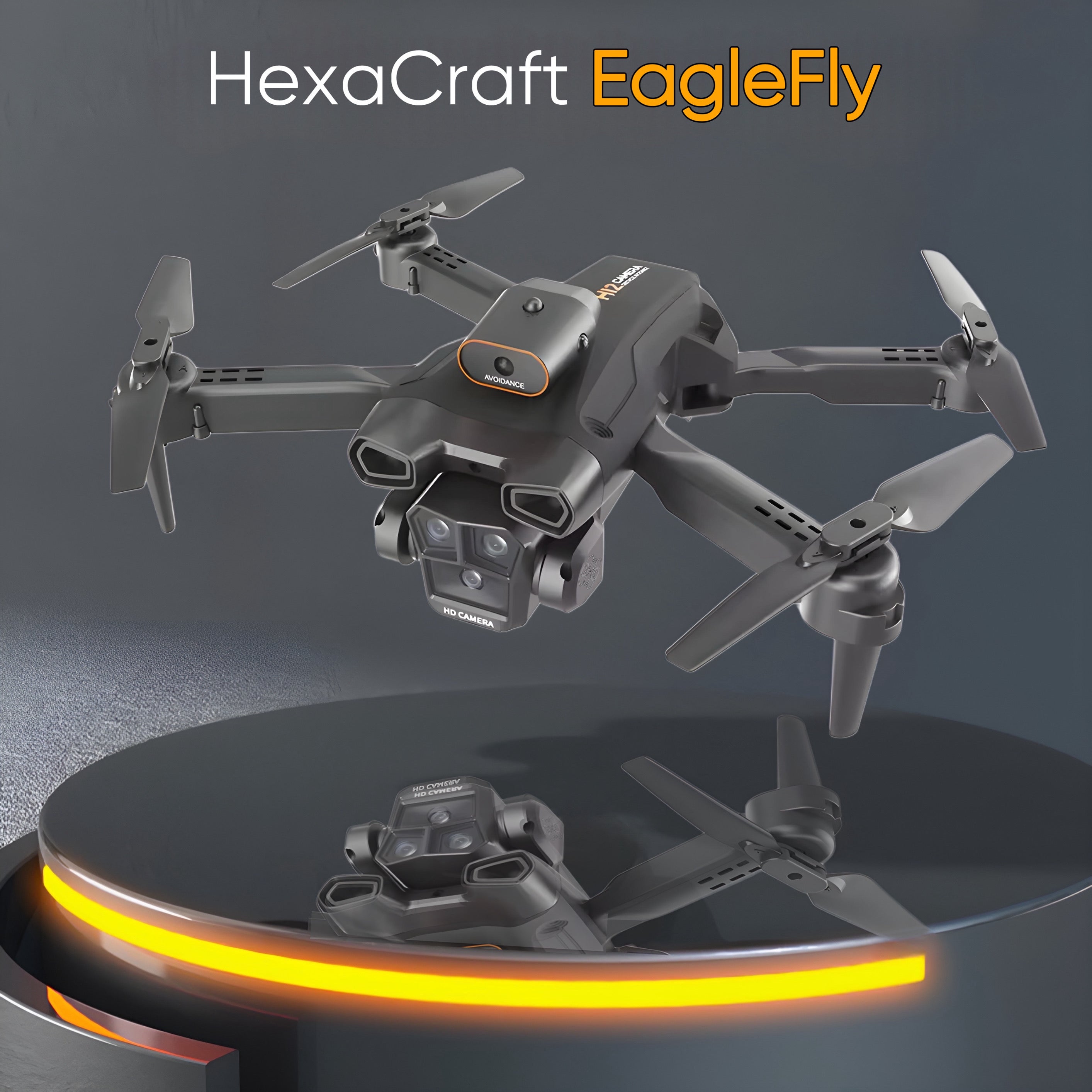 Drona cu 2 camere HD, HexaCraft, Model EagleFly, Negru