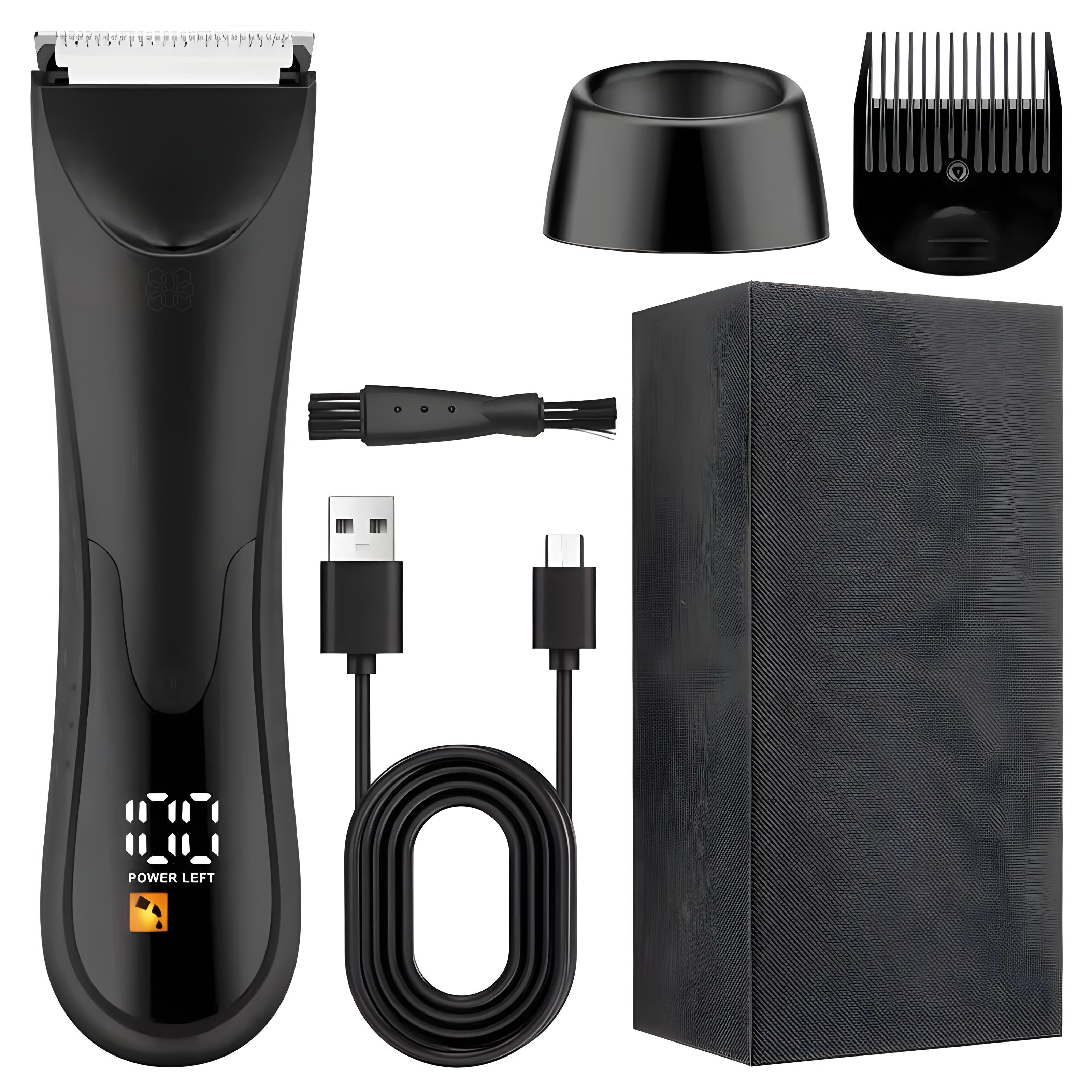 Trimmer cu lama ceramica si Lumina LED, HexaCut, Negru