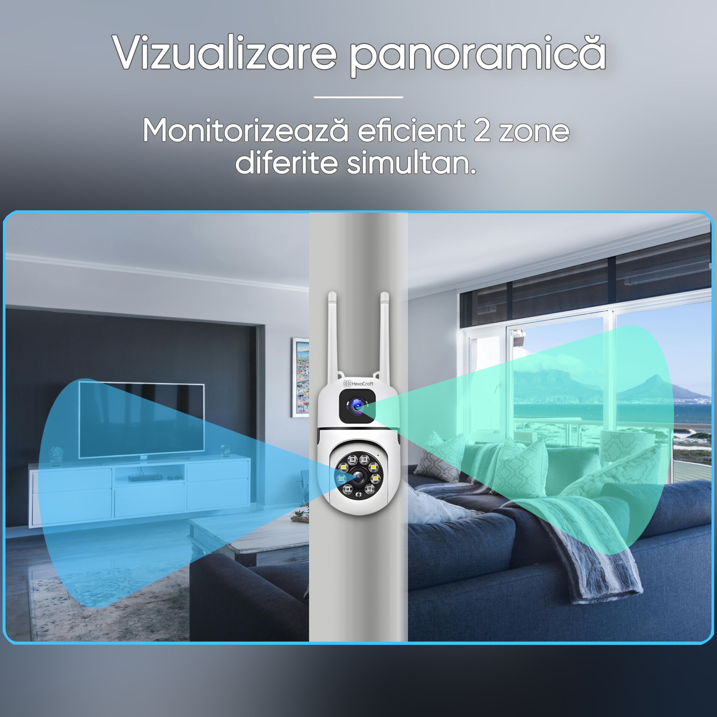 Camera De Supraveghere Video CCTV Dubla WIFI, HexaEye