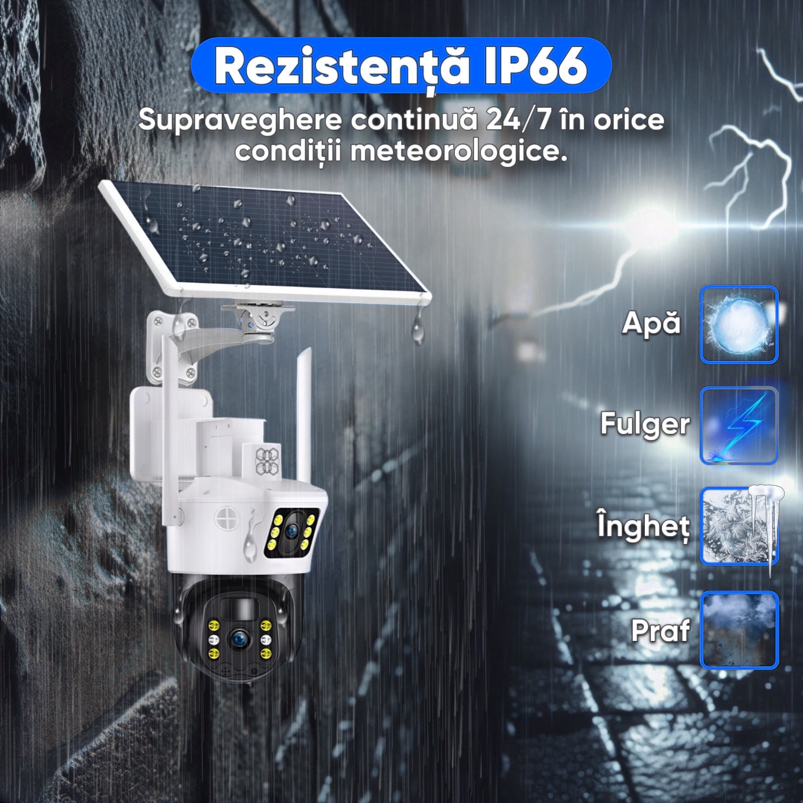 Camera de supraveghere HexaEye 2in1 cu Panou Solar inclus 10W, 8MP