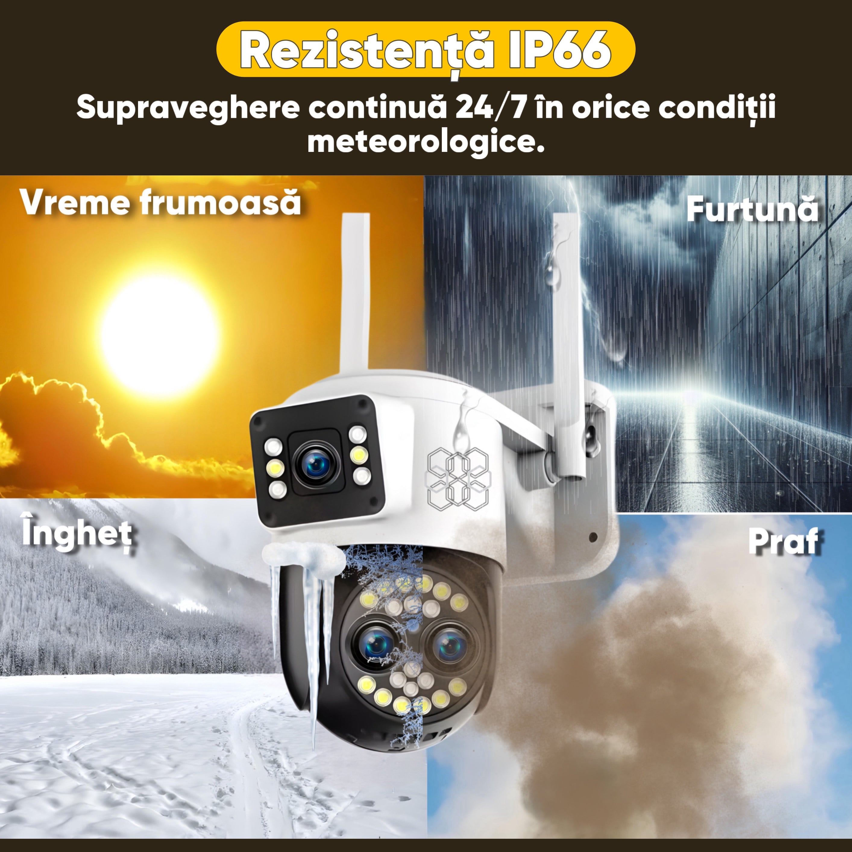 Camera de supraveghere Video CCTV 3 camere Ultra HD, WIFI, HexaEye
