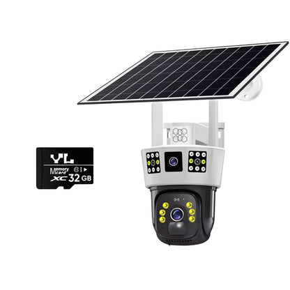 Camera de supraveghere Video CCTV cu vedere tripla, Panou solar 8000mAh, HexaEye