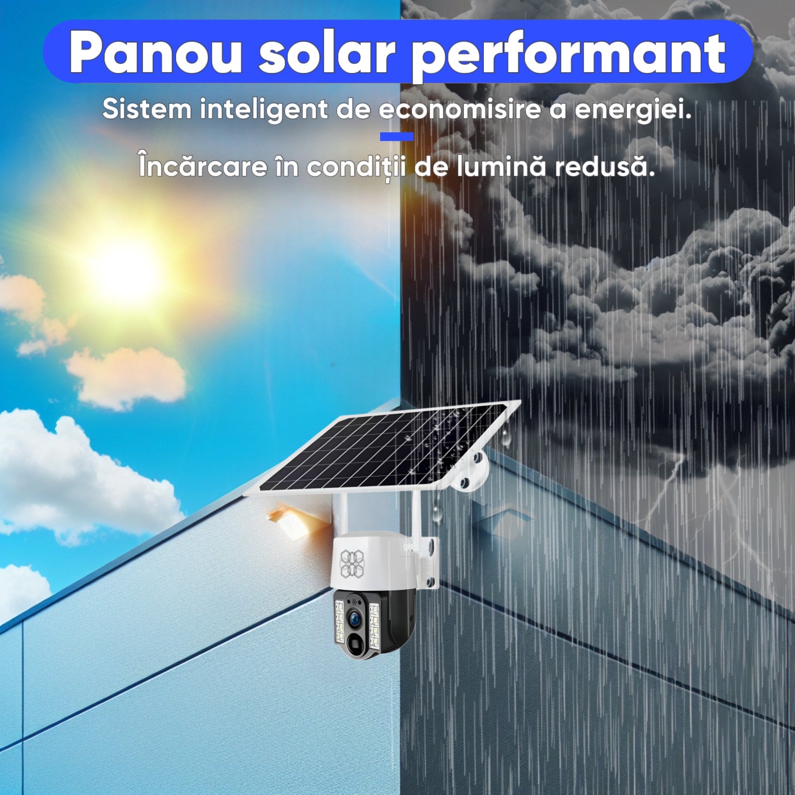 Camera de supraveghere video PTZ, Panou solar si cartela SIM, HexaEye