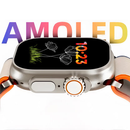 Ceas Smartwatch, Touchscreen, Ecran AMOLED, Asistent vocal, Monitorizarea starii de sanatate, Fitness, Meniu Waterfall, Cadran AI, Rezistent la apa si socuri, Portocaliu