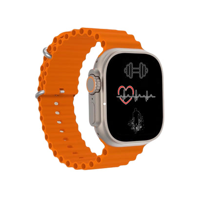 Ceas Smartwatch, Touchscreen, Ecran AMOLED, Asistent vocal, Monitorizarea starii de sanatate, Fitness, Meniu Waterfall, Cadran AI, Rezistent la apa si socuri, Portocaliu