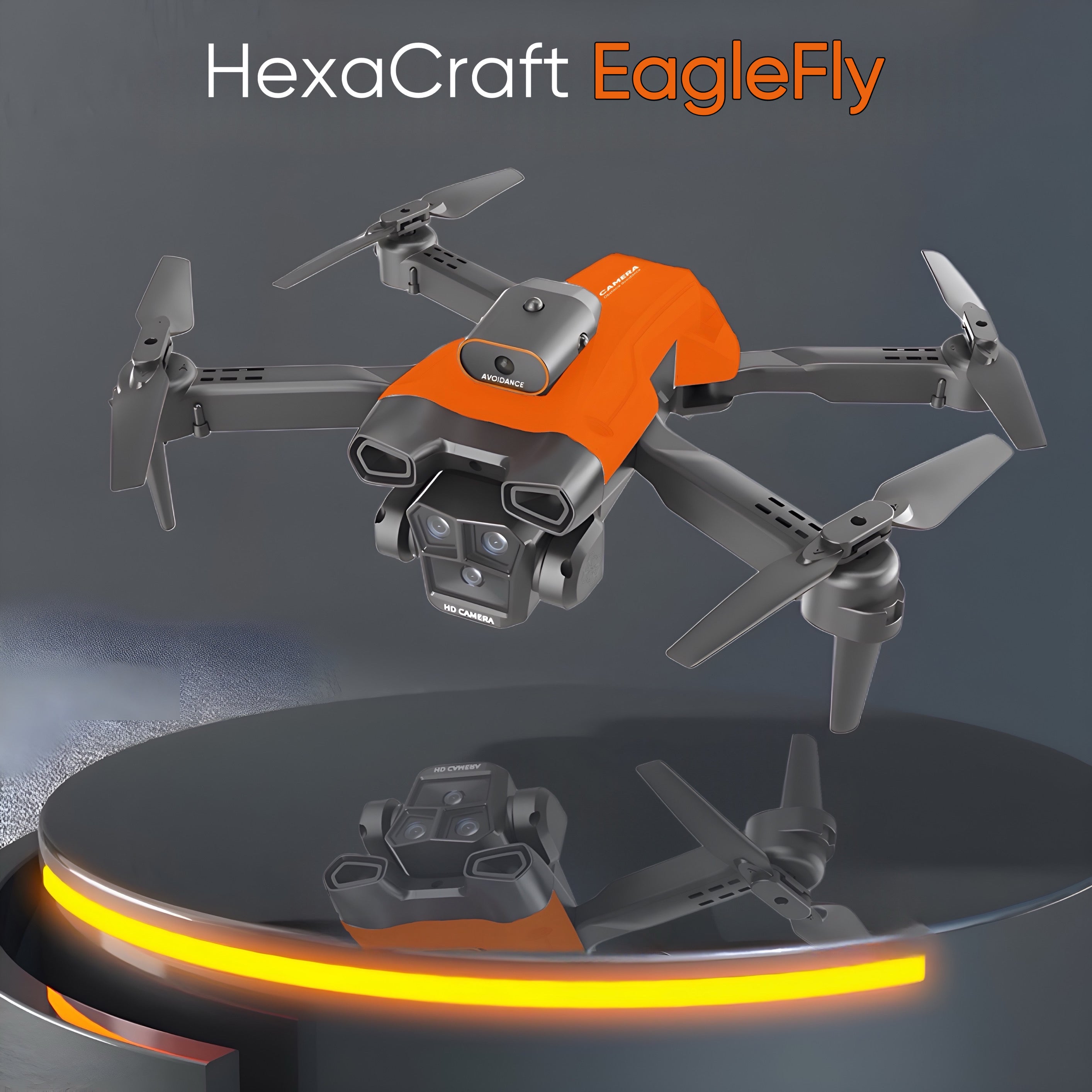 Drona cu 2 camere HD, HexaCraft, Model EagleFly, Portocaliu