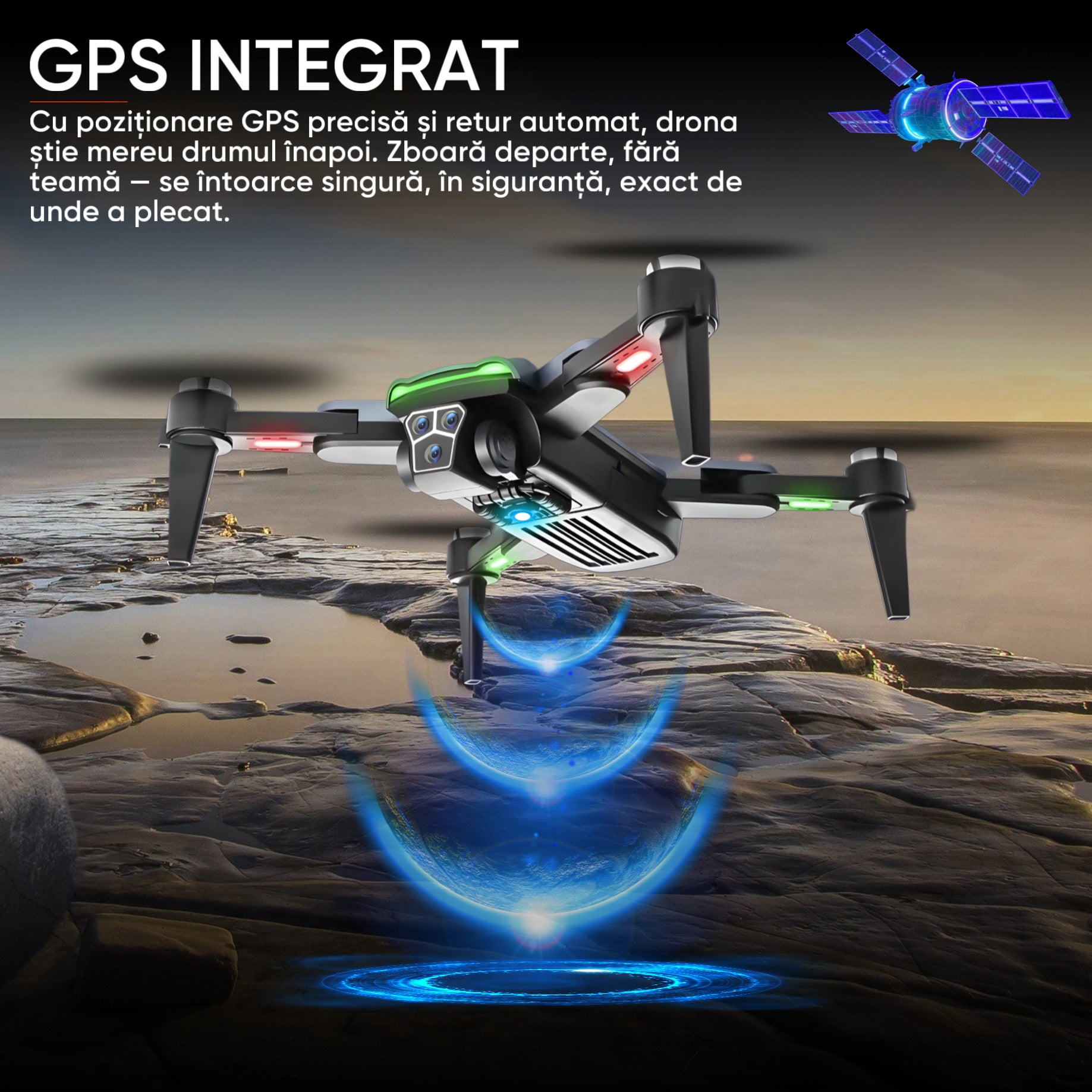 Drona QuadCopter inteligenta cu GPS, HexaCraft, Model PixelPilot