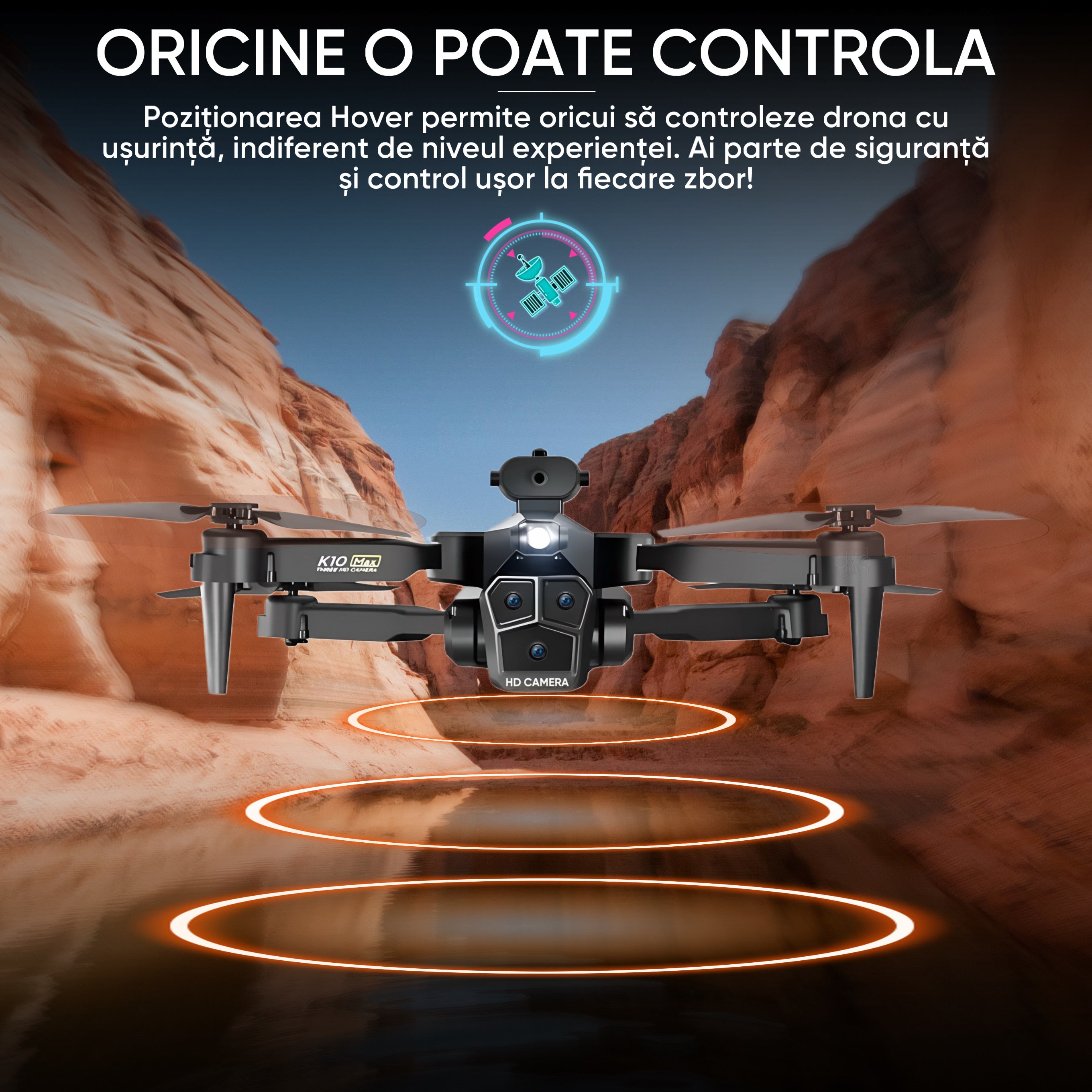 Drona inteligenta, HexaCraft IFAero, Cu 3 camere, Evitare obstacole 360°