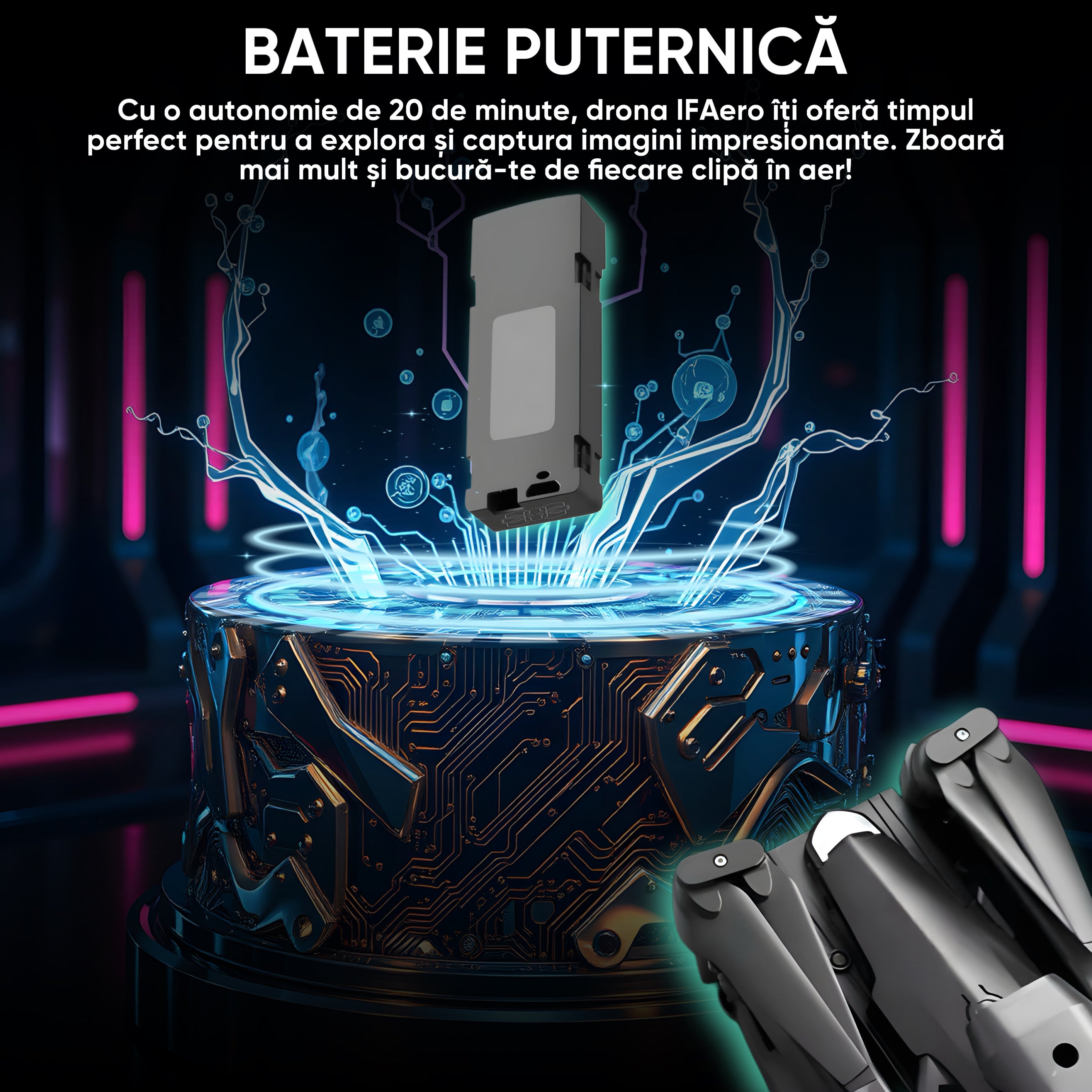 Drona inteligenta, HexaCraft IFAero, Cu 3 camere, Evitare obstacole 360°
