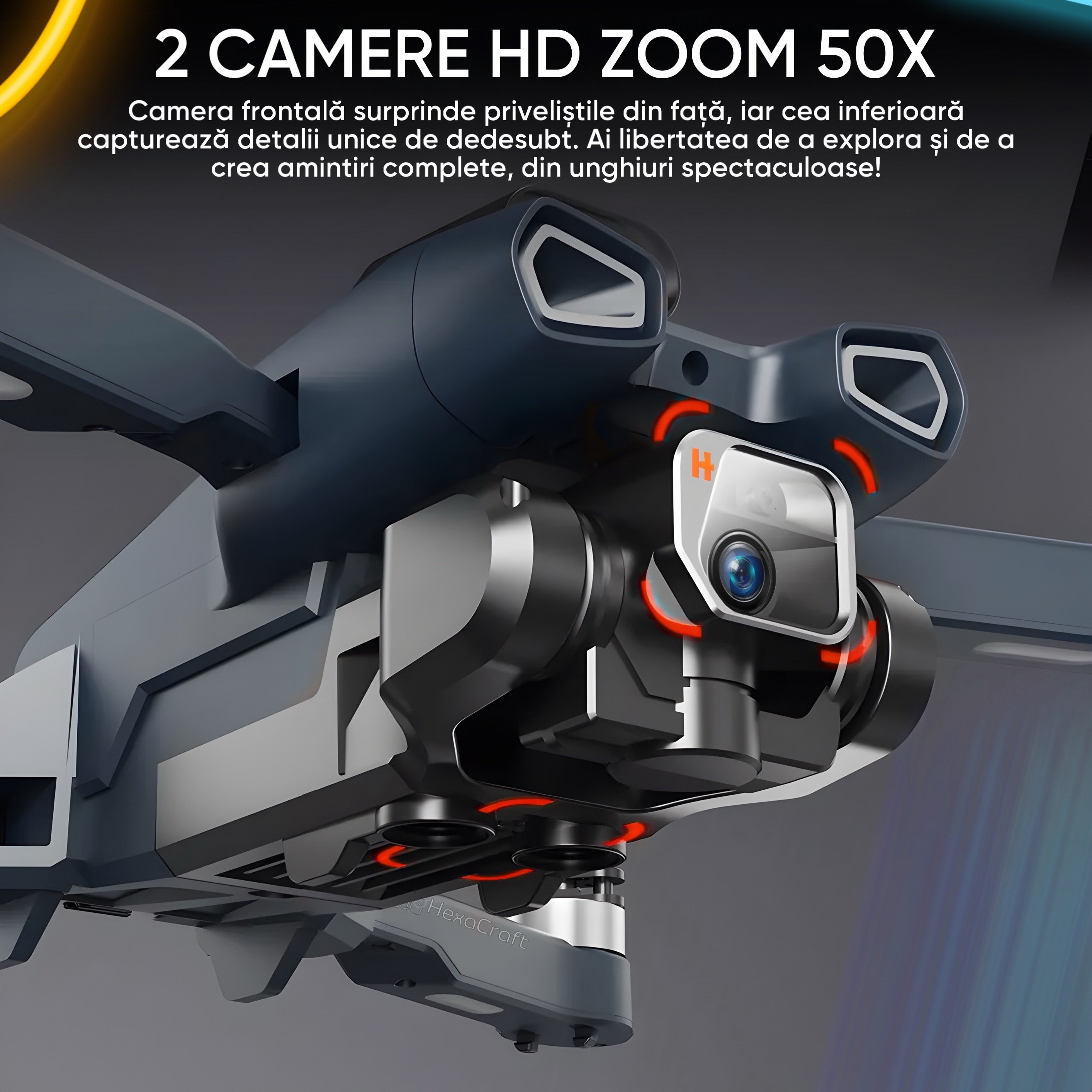 Drona pentru nivel mediu, HexaCraft, Model ZetaFly, GPS, 5G, 3 Camere HD