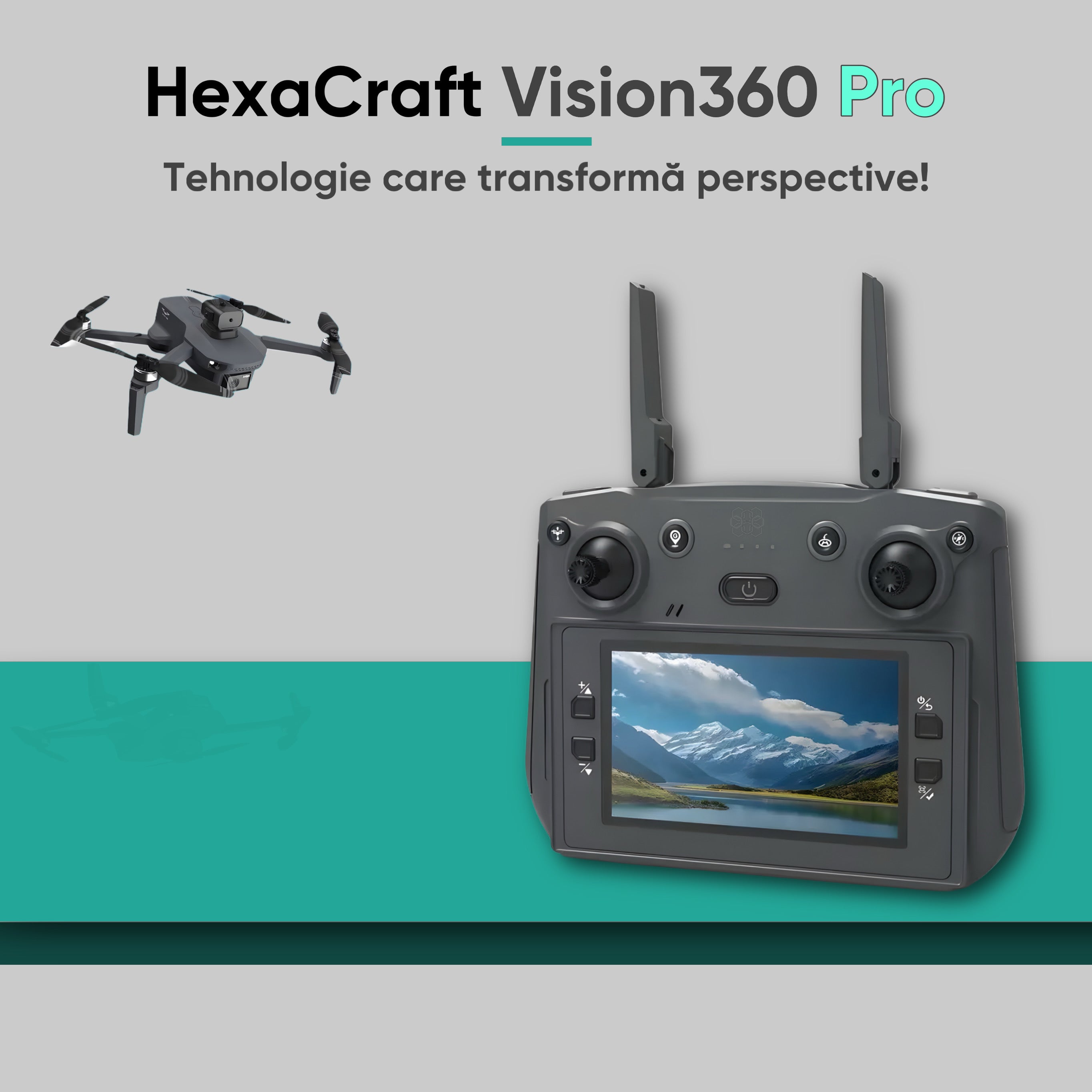 Drona profesionala HexaCraft, Model Vision360 Pro, Camera duala 4K