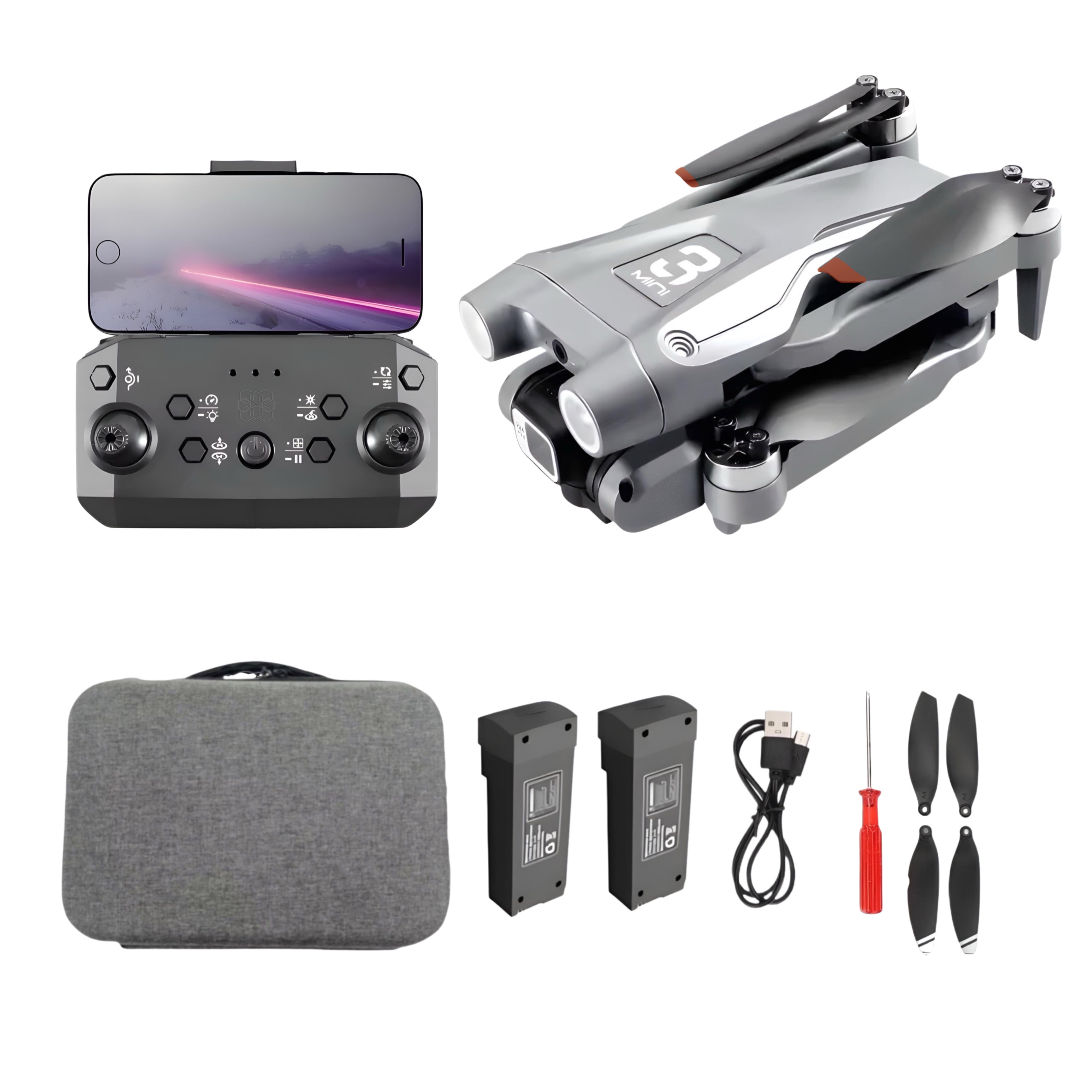 Drona cu camera duala Ultra-Clear HD, HexaCraft, Model ShadowHex, Gri