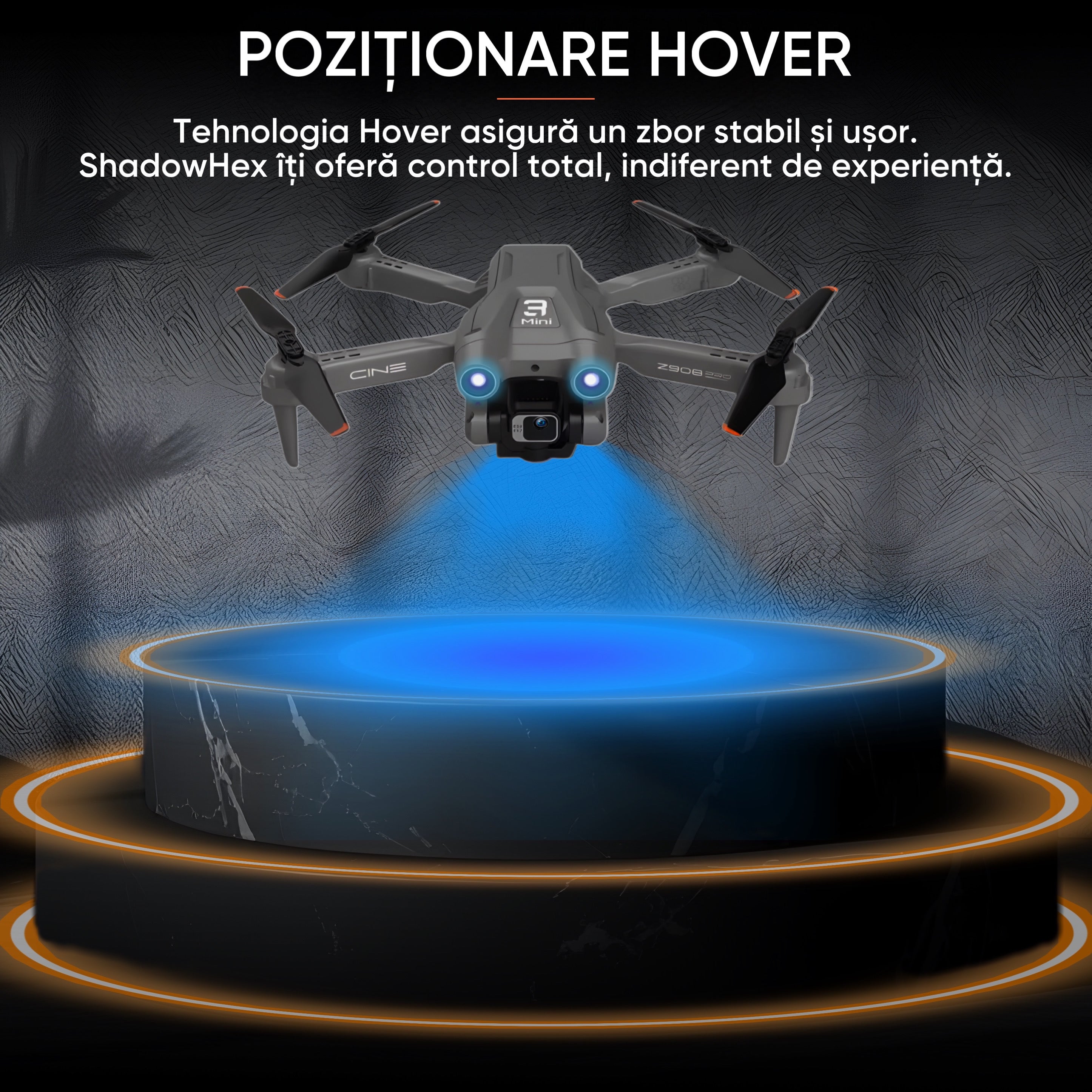 Drona cu camera duala HD, HexaCraft, Model ShadowHex, Negru
