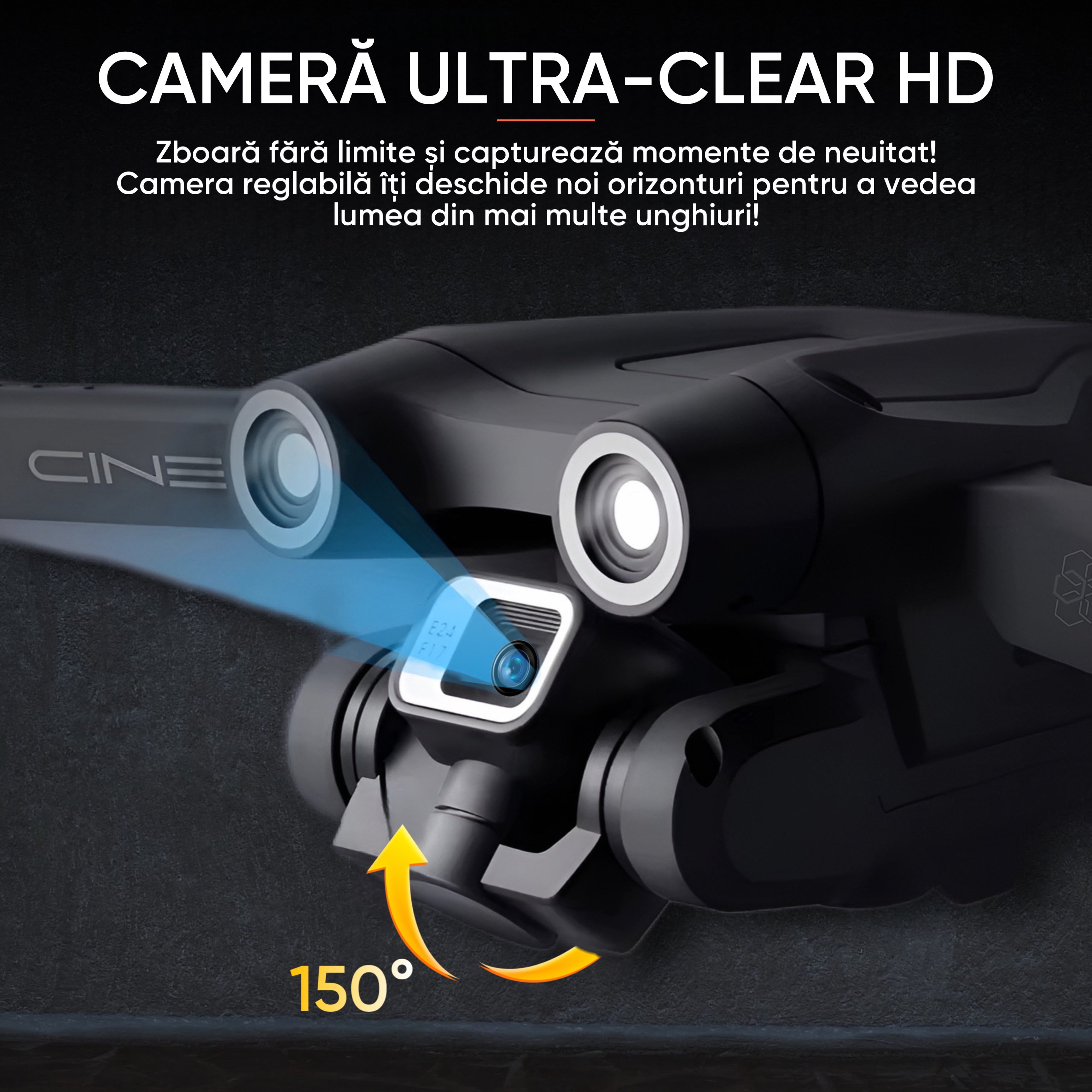 Drona cu camera duala HD, HexaCraft, Model ShadowHex, Negru