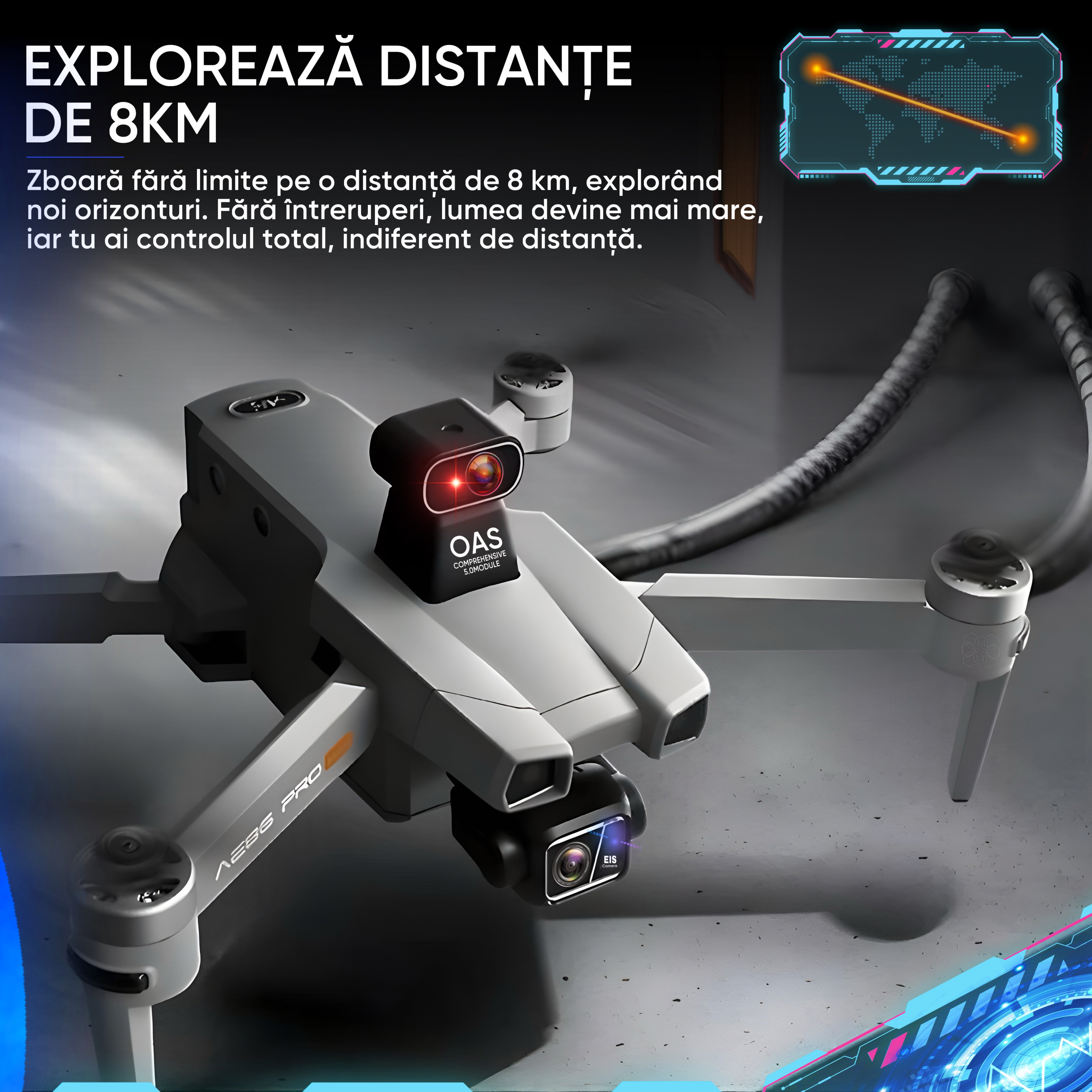 Drona profesionala HexaCraft, Model Tank For Fly, 8km, Fotografiere 8K UHD