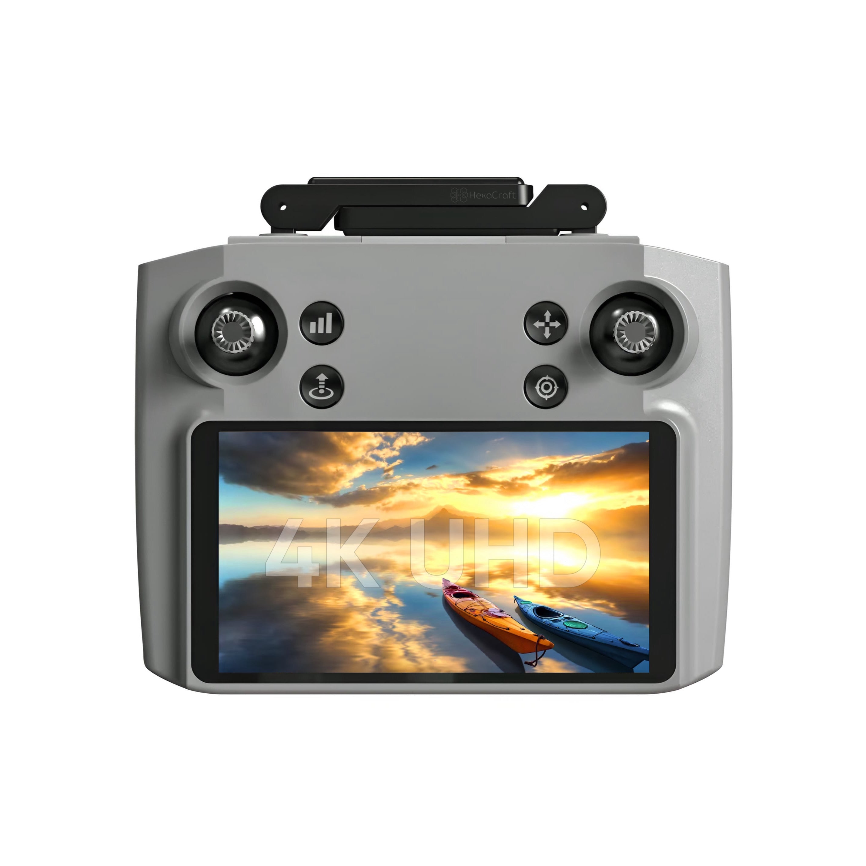Drona profesionala pentru incepatori sau avansati, HexaCraft, Model GO PRO FLY, Tip Aeronava QuadCopter, Camera 4K UHD, Carlig de prindere si transport, distanta de operare 4KM, timp de zbor 45 minute, telecomanda cu display integrat