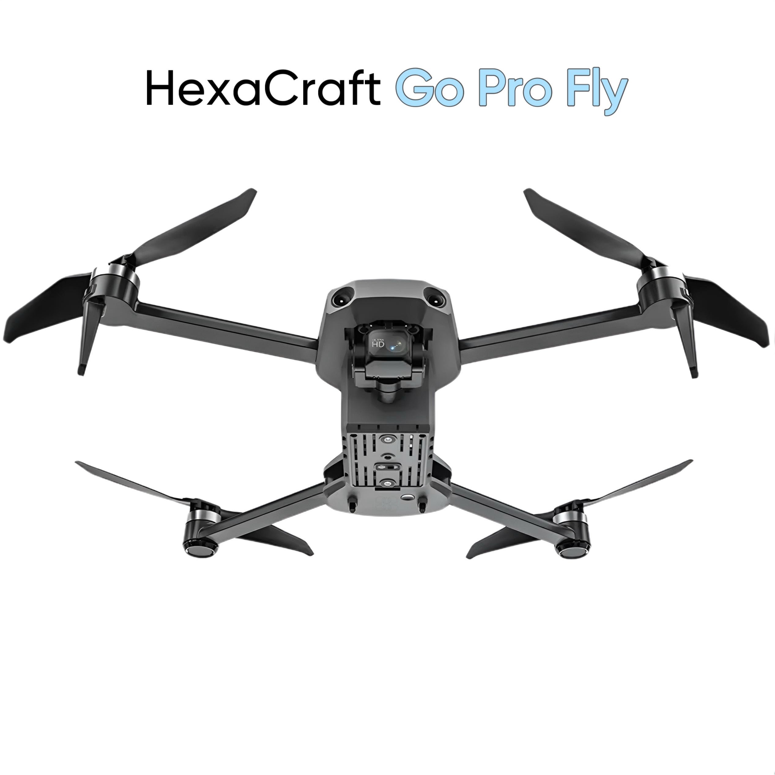 Drona profesionala pentru incepatori sau avansati, HexaCraft, Model GO PRO FLY, Tip Aeronava QuadCopter, Camera 4K UHD, Carlig de prindere si transport, distanta de operare 4KM, timp de zbor 45 minute, telecomanda cu display integrat