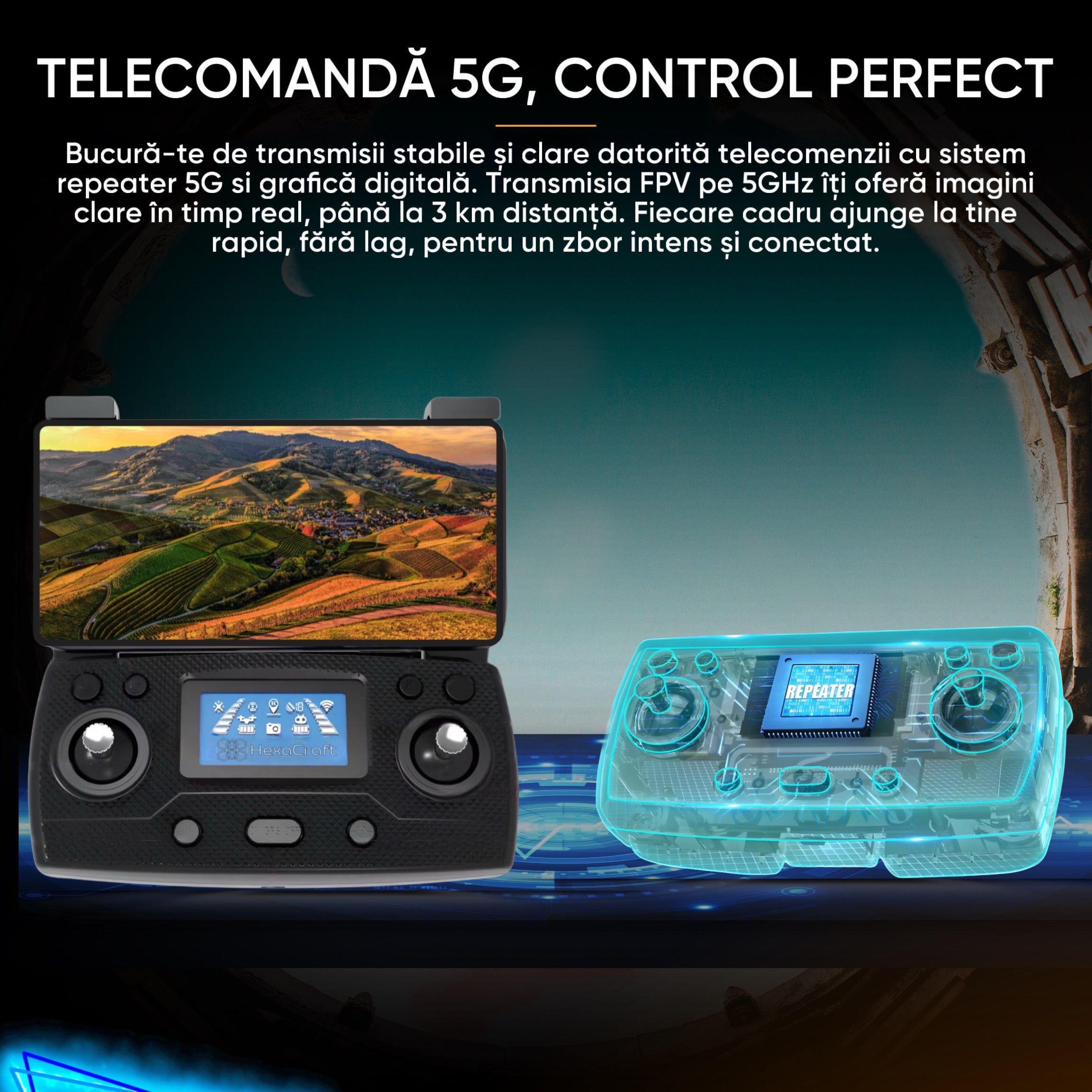 Drona profesionala cu camera 4K, HexaCraft, model Sparks 011RTS