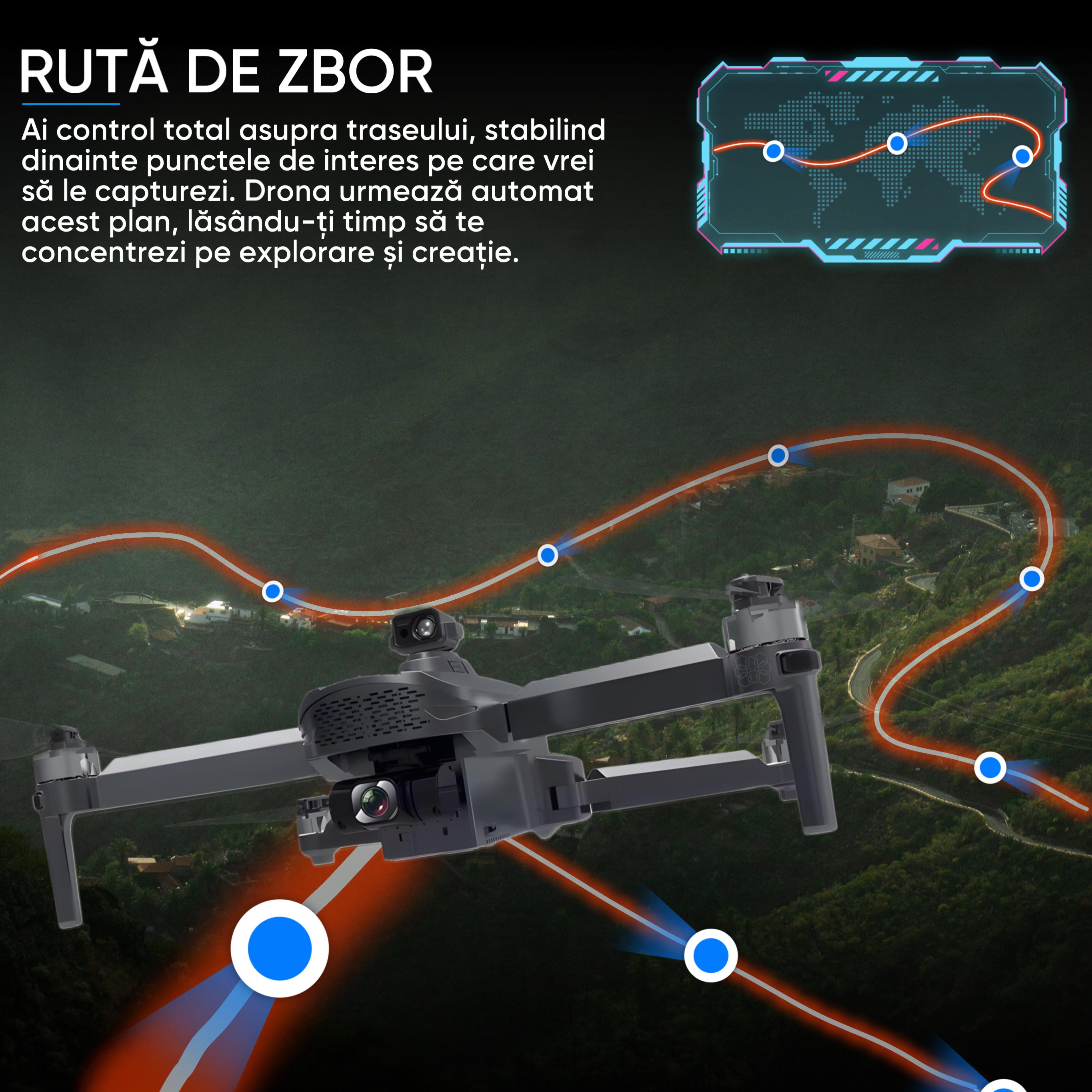 Drona profesionala cu camera 4K, HexaCraft, model Sparks 011RTS