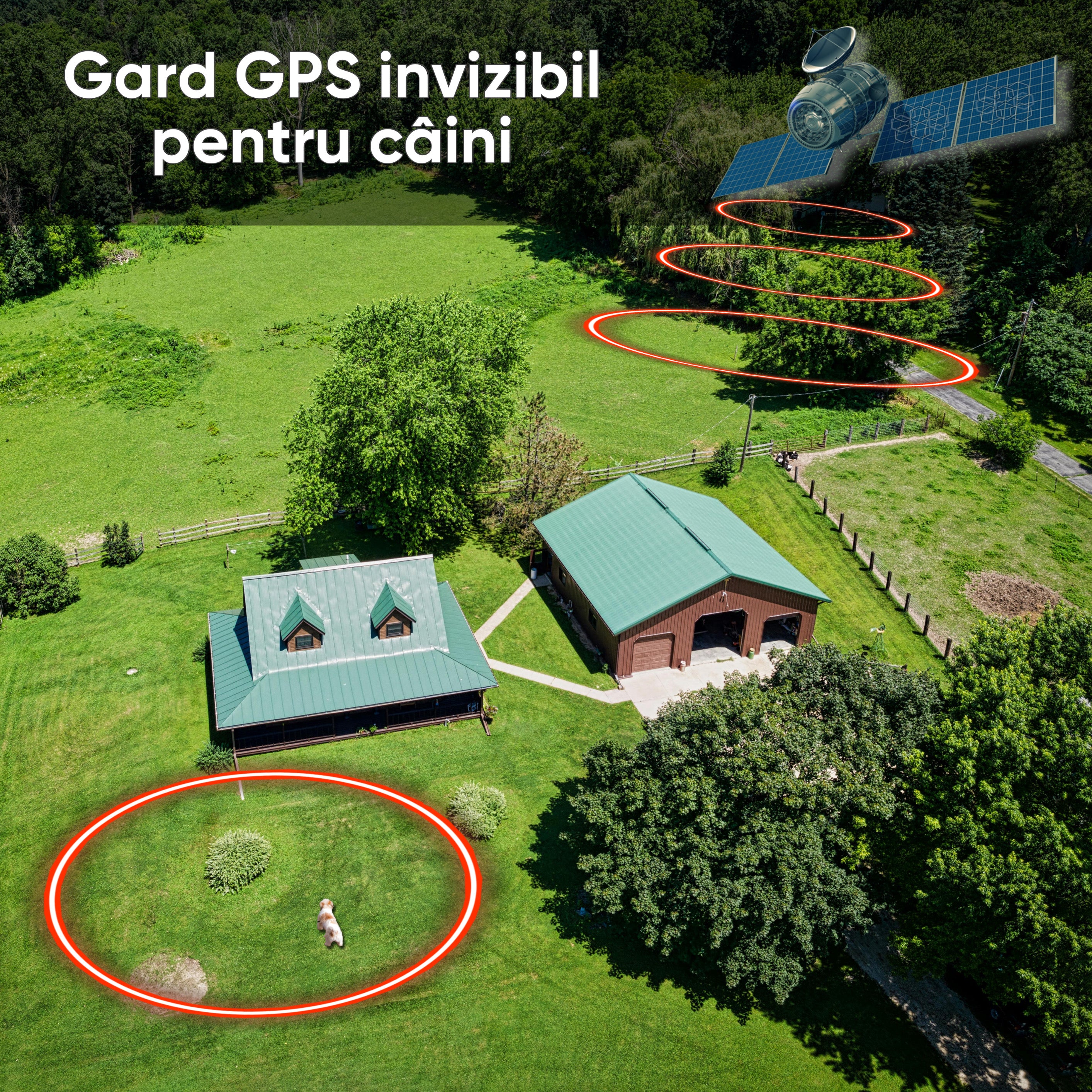 Gard DRESAJ invizibil fara fir, 3000m, pentru toate tipurile de catei, GPS, HexaCraft