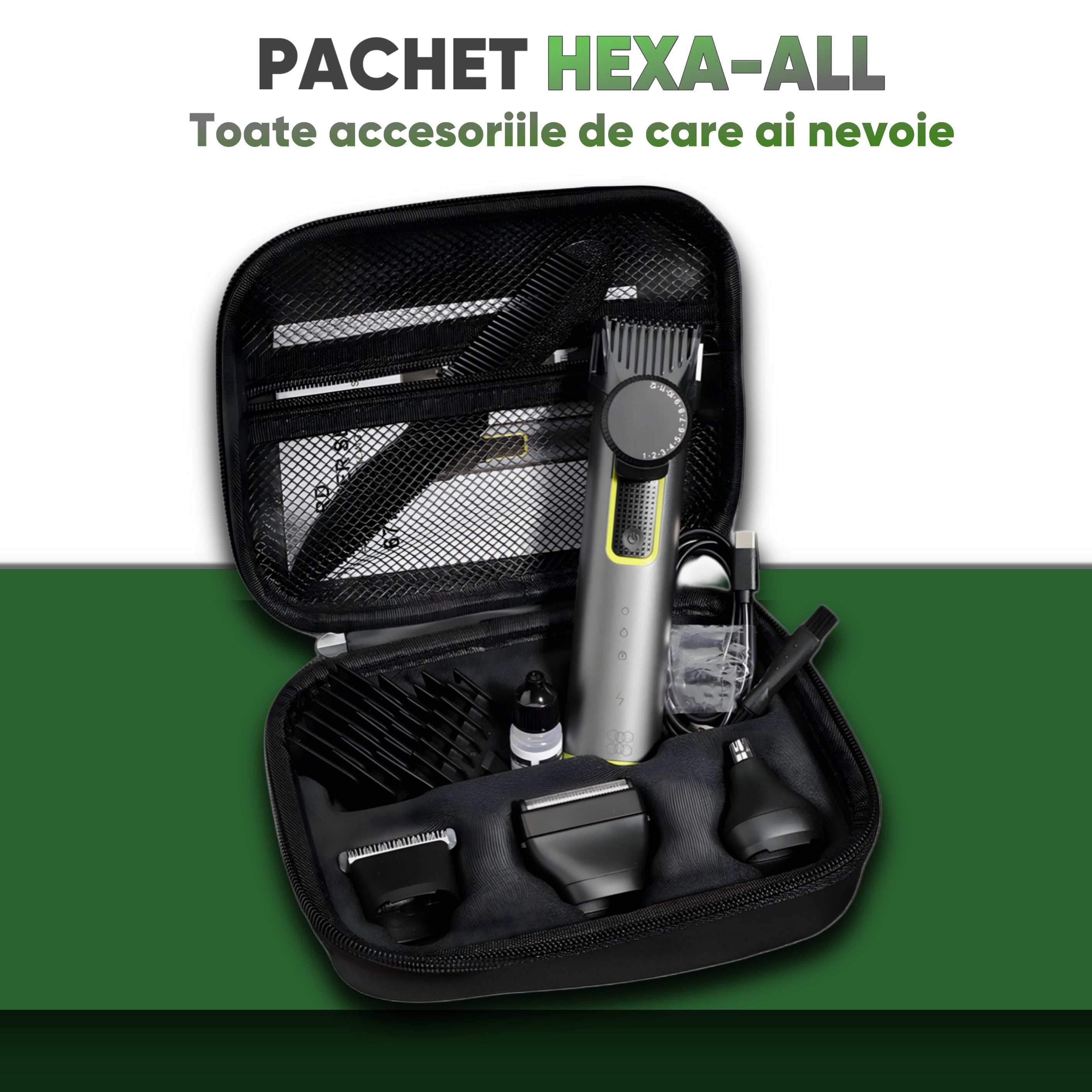 Masina de tuns si aparat de ras 4 in 1, Set profesional by HexaCut