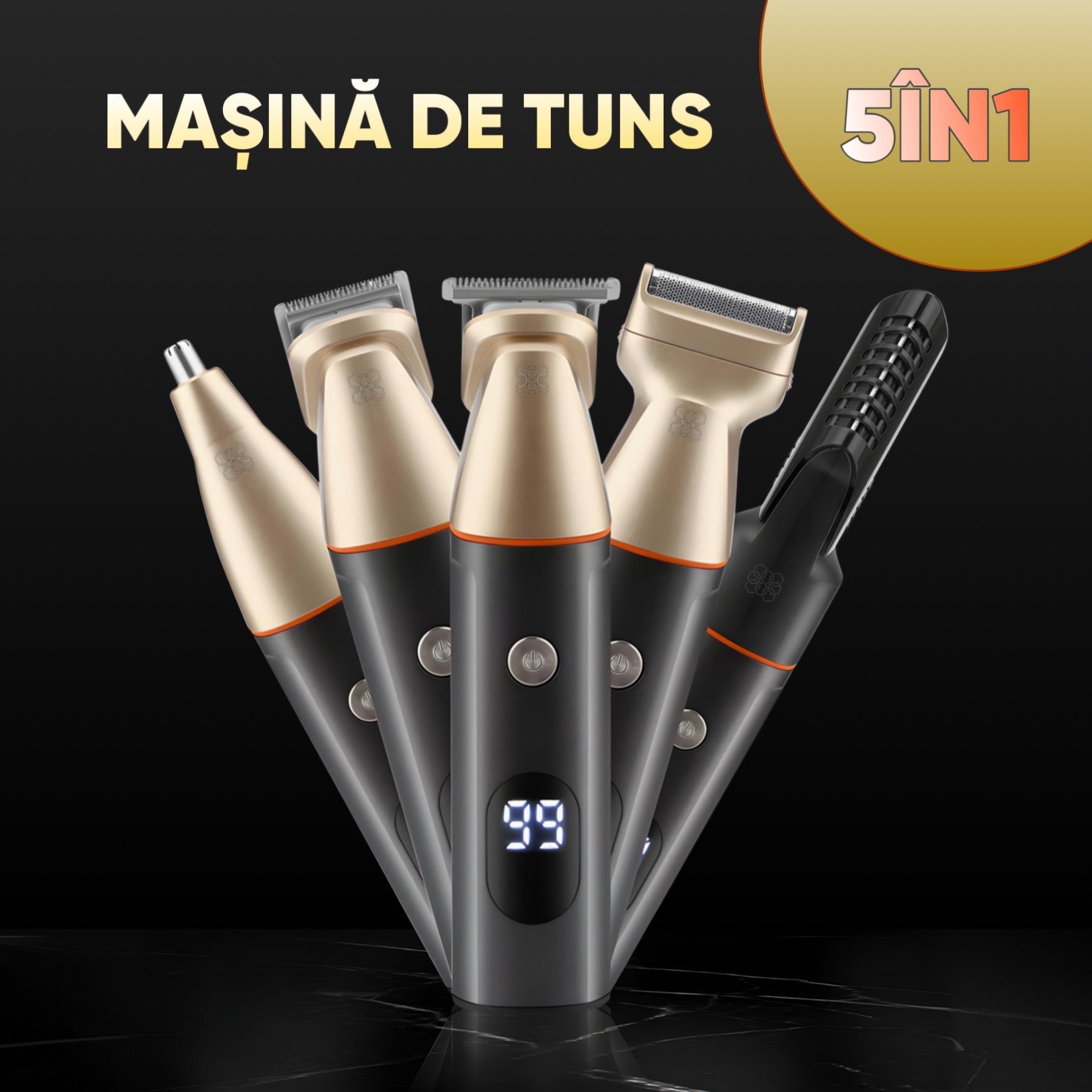 Masina de tuns si aparat de ras 5 in 1 cu statie de incarcare, HexaCut