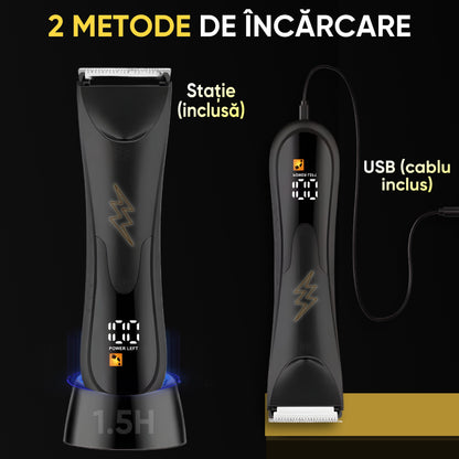 Trimmer cu lama ceramica si Lumina LED, HexaCut, Negru