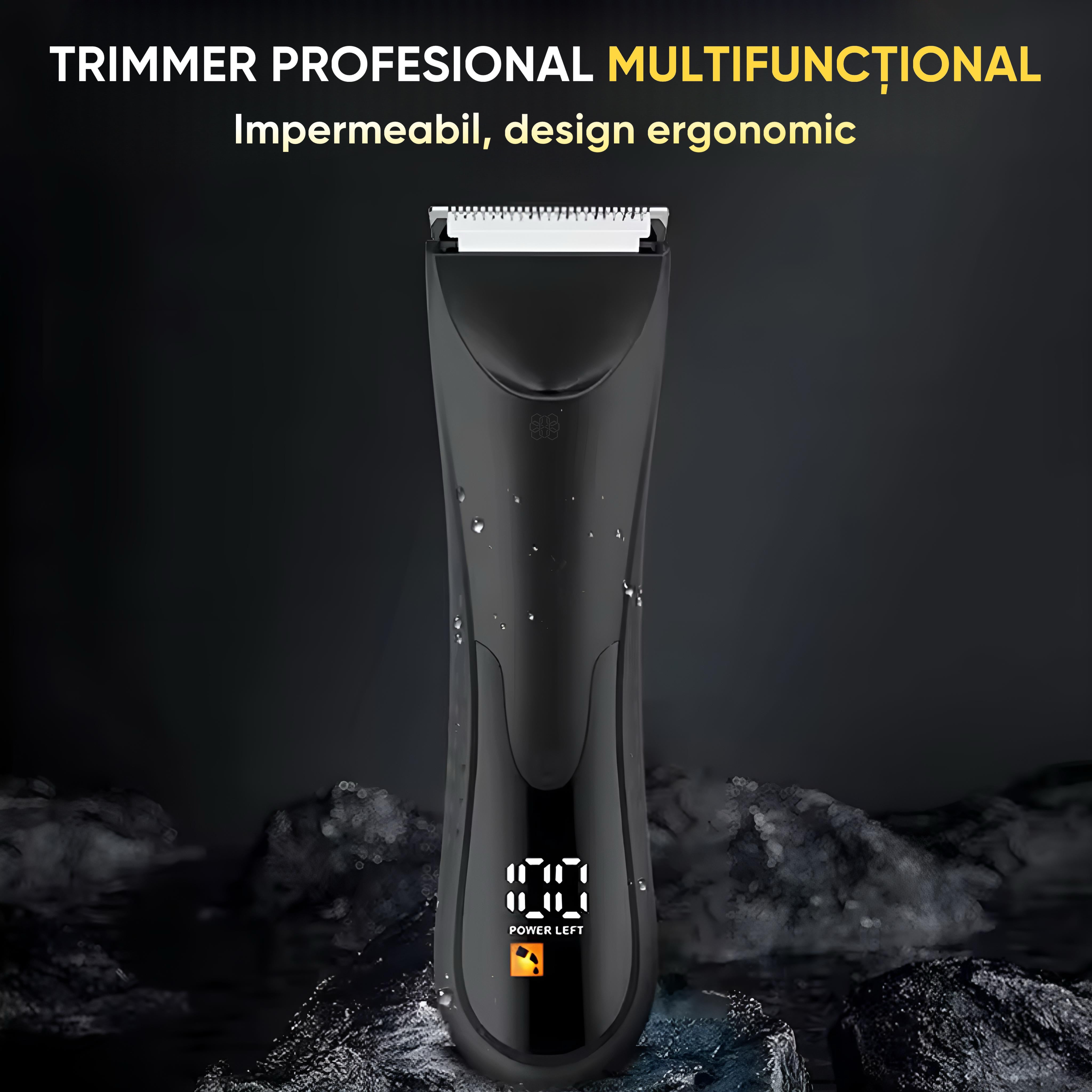 Trimmer cu lama ceramica si Lumina LED, HexaCut, Negru