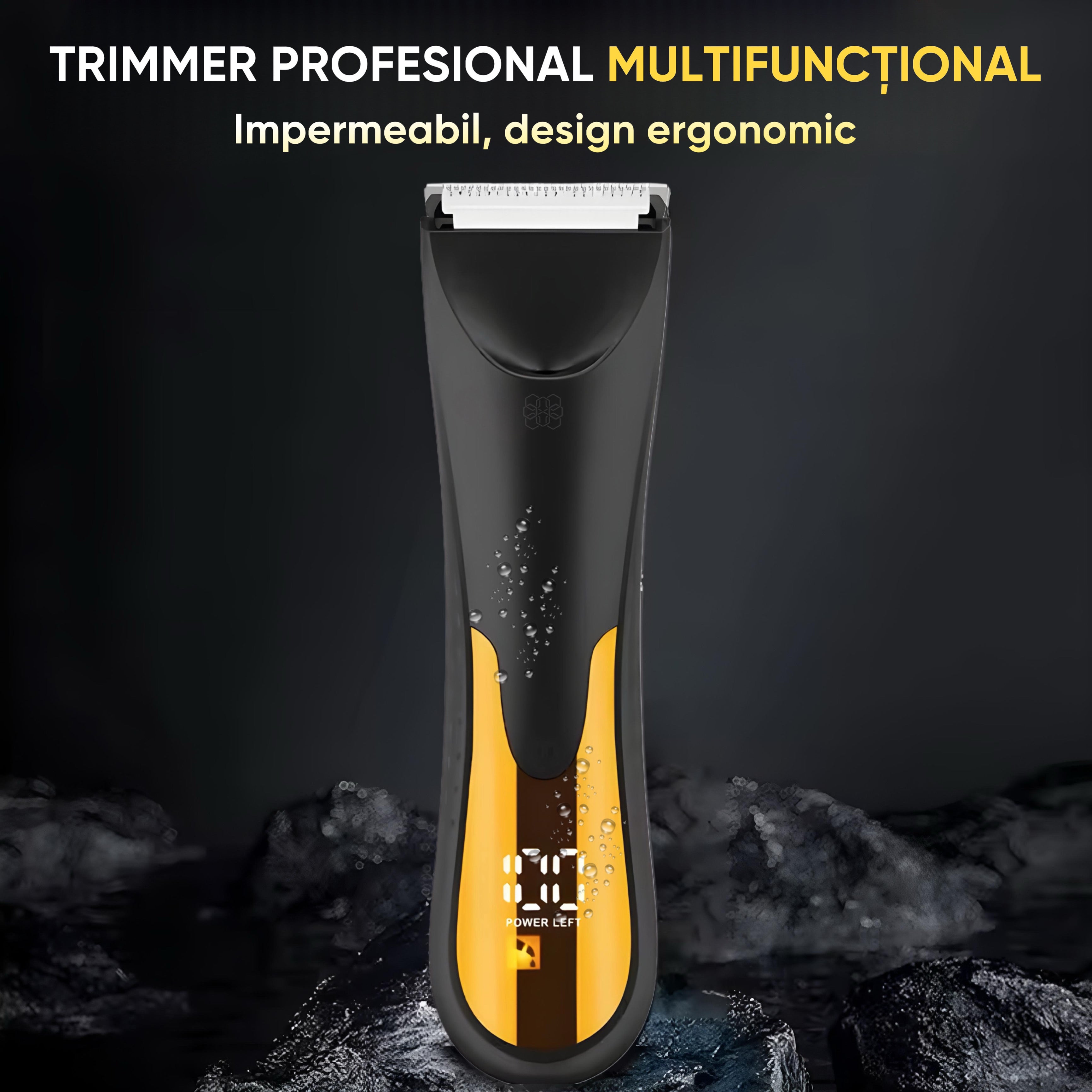 Trimmer cu lama ceramica si Lumina LED, HexaCut, Portocaliu
