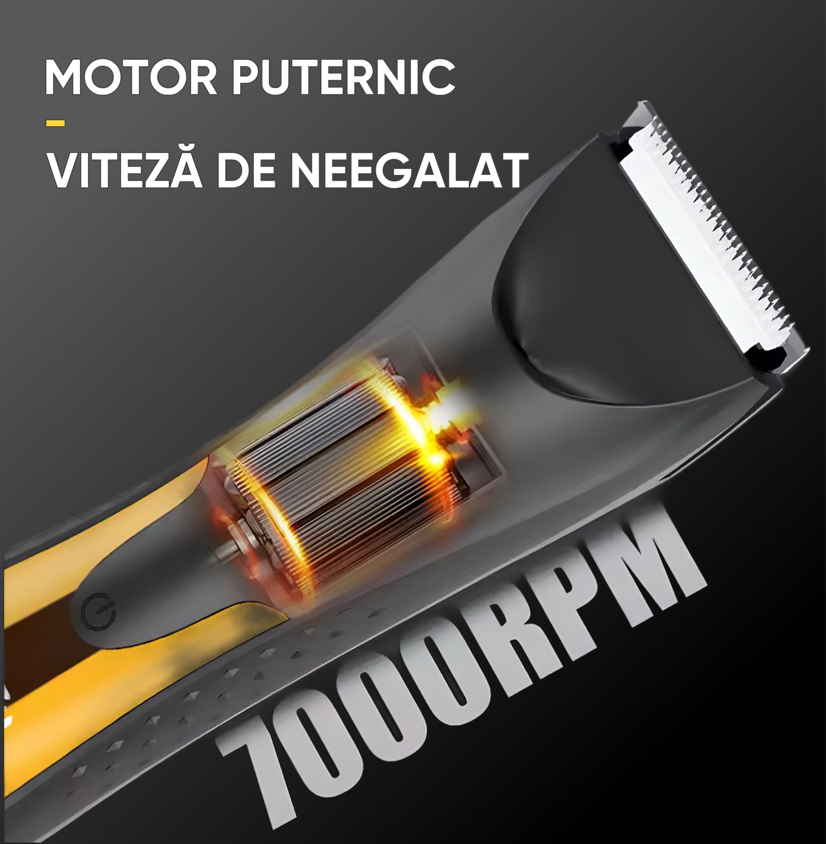 Trimmer cu lama ceramica si Lumina LED, HexaCut, Portocaliu
