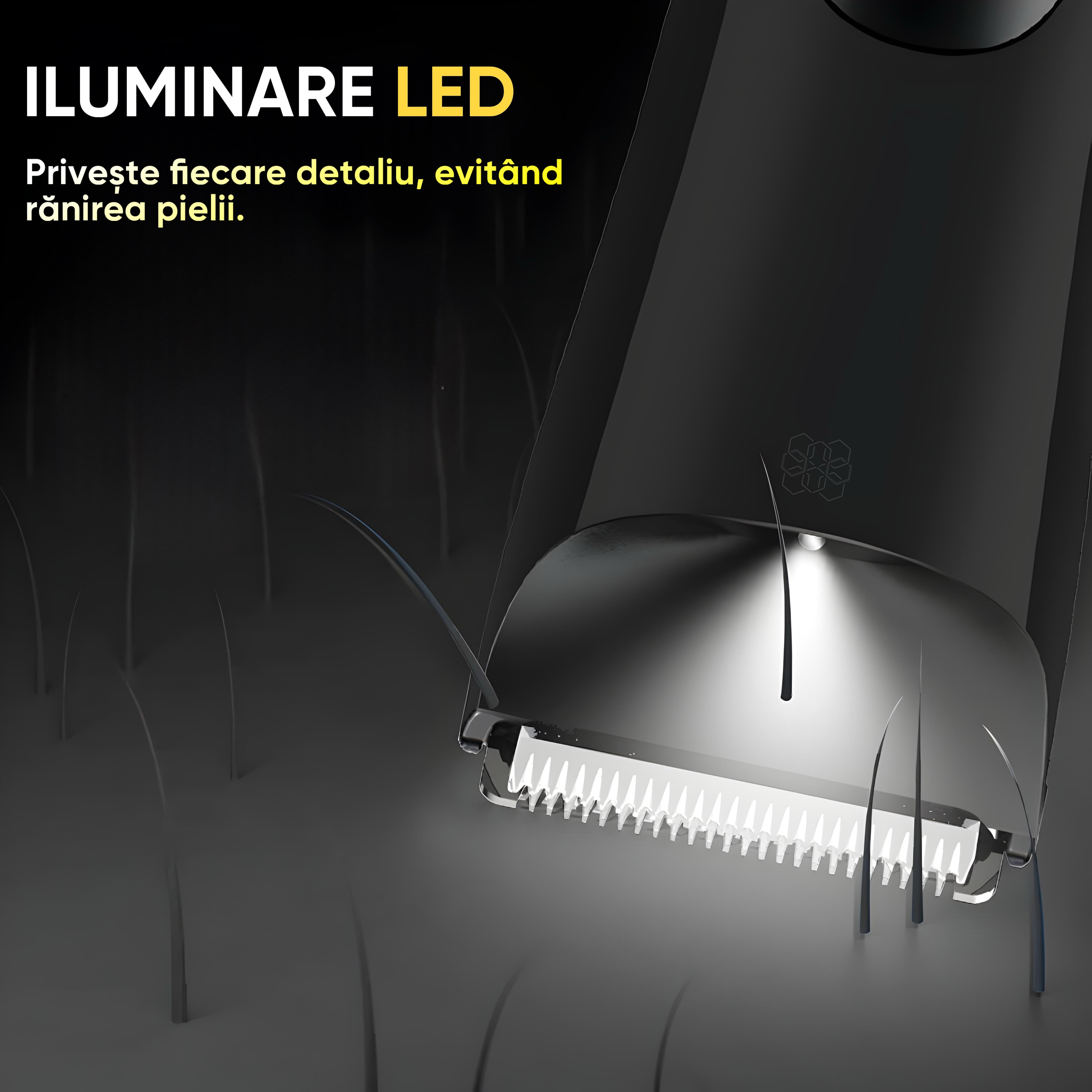Trimmer cu lama ceramica si Lumina LED, HexaCut, Portocaliu