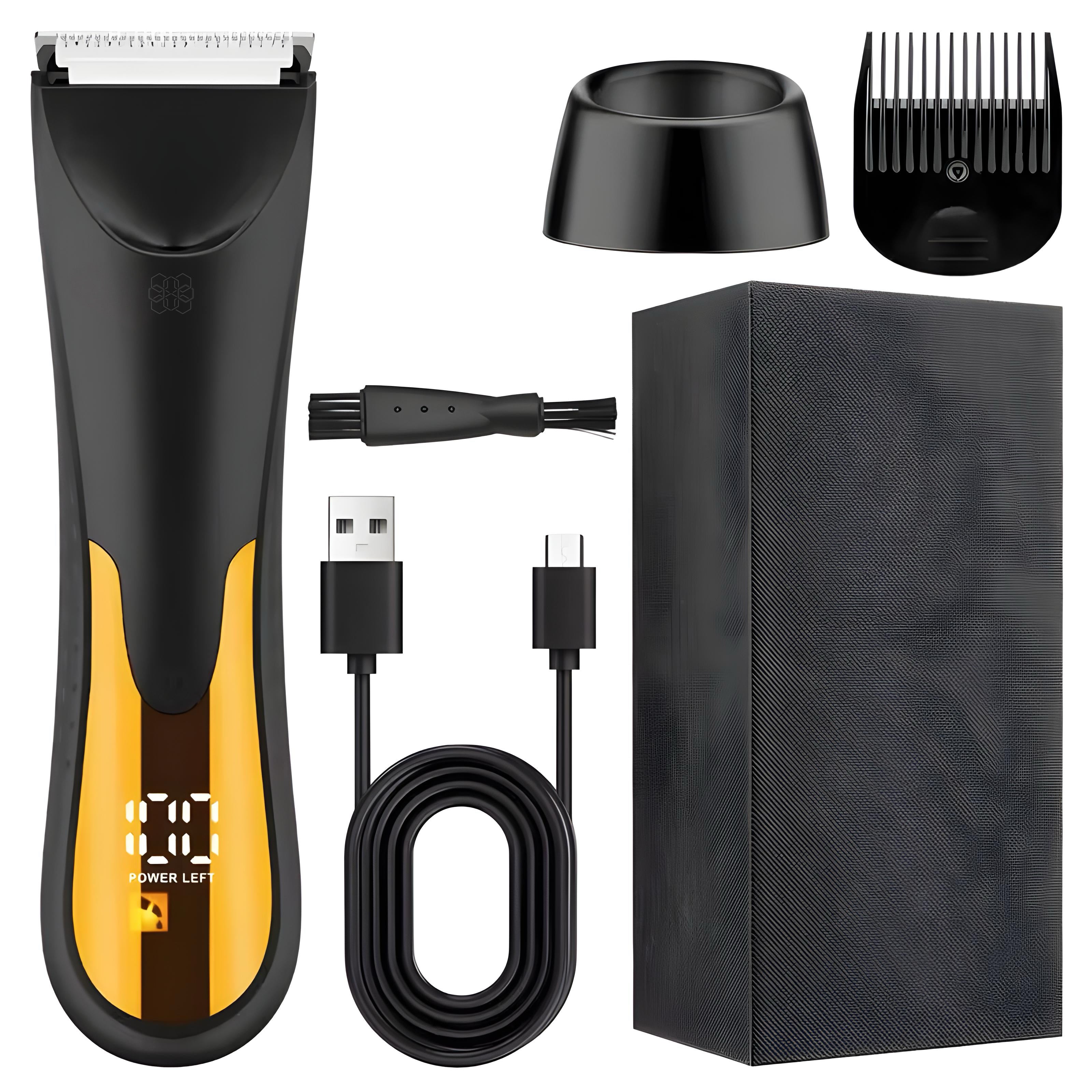 Trimmer cu lama ceramica si Lumina LED, HexaCut, Portocaliu