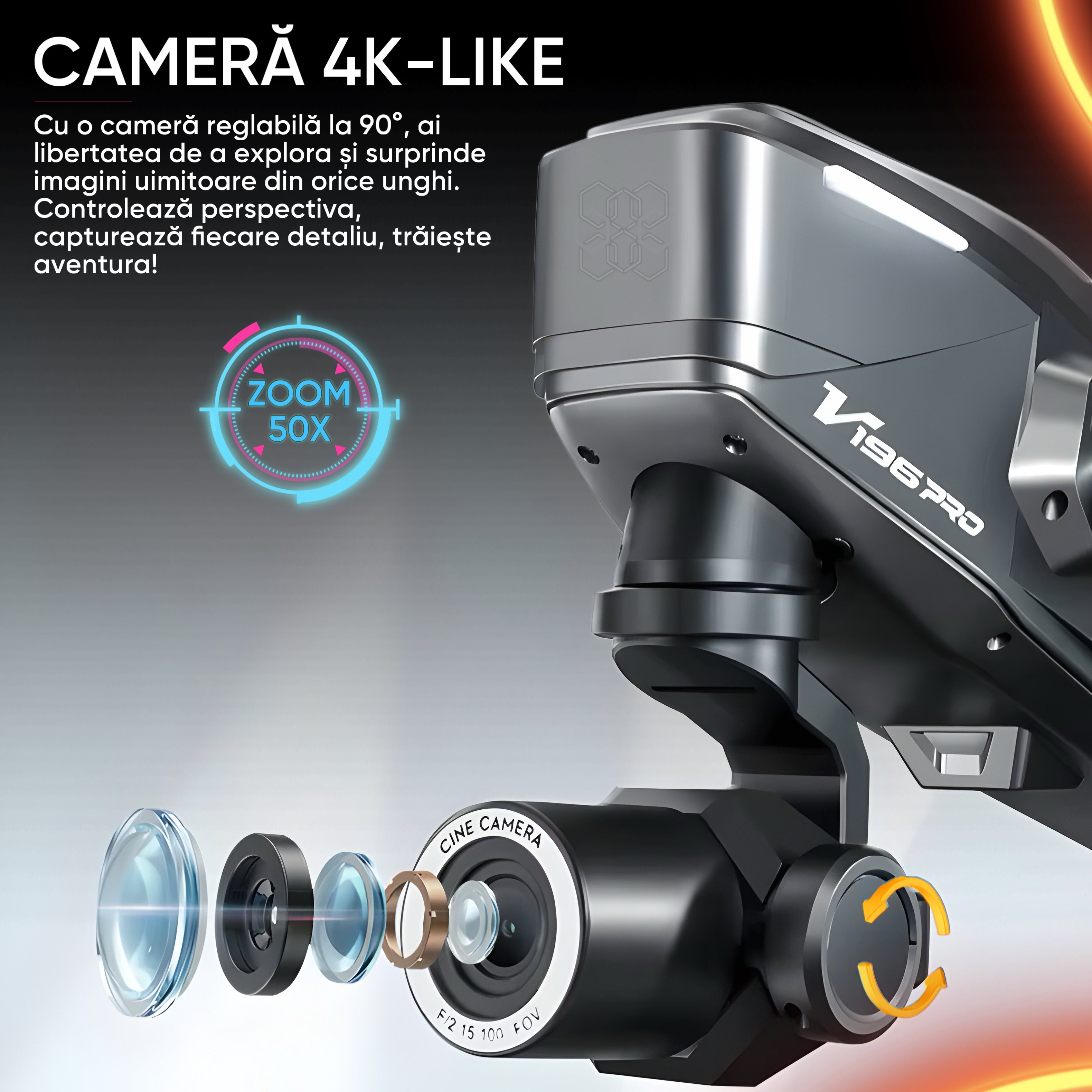 Drona Toucan, Original HexaCraft, Camera duala 4K-Like, pentru copii si adulti