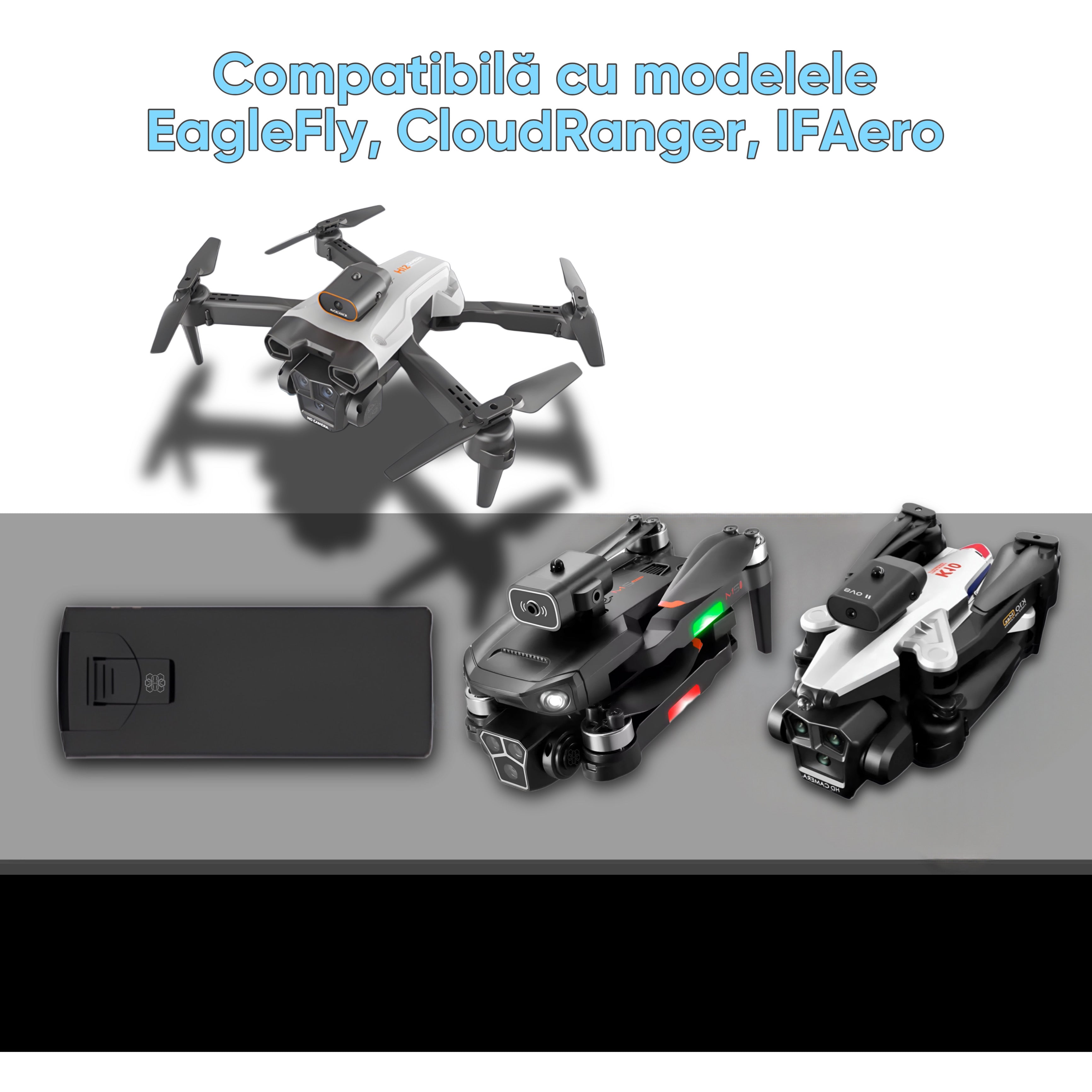 Baterie reincarcabila pentru drone, Li-Po, compatibila cu HexaCraft CloudRanger, IFAero, EagleFly, 3.7V 1800mAh, Timp extins de zbor