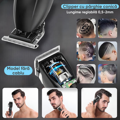 Set Masina de tuns profesionala si Trimmer fara fir, HexaCut